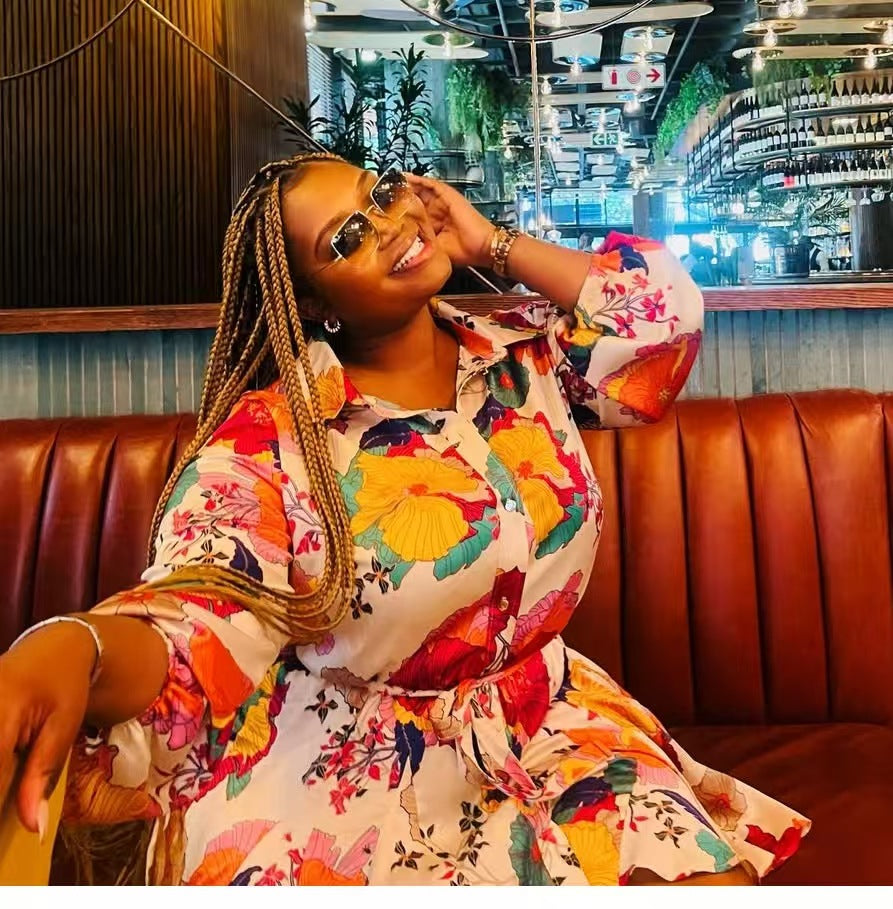 Women Elegant Long Sleeve Print Dress 5