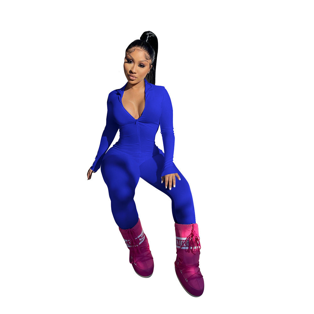 Women Autumn Zipper Jumpsuit 8