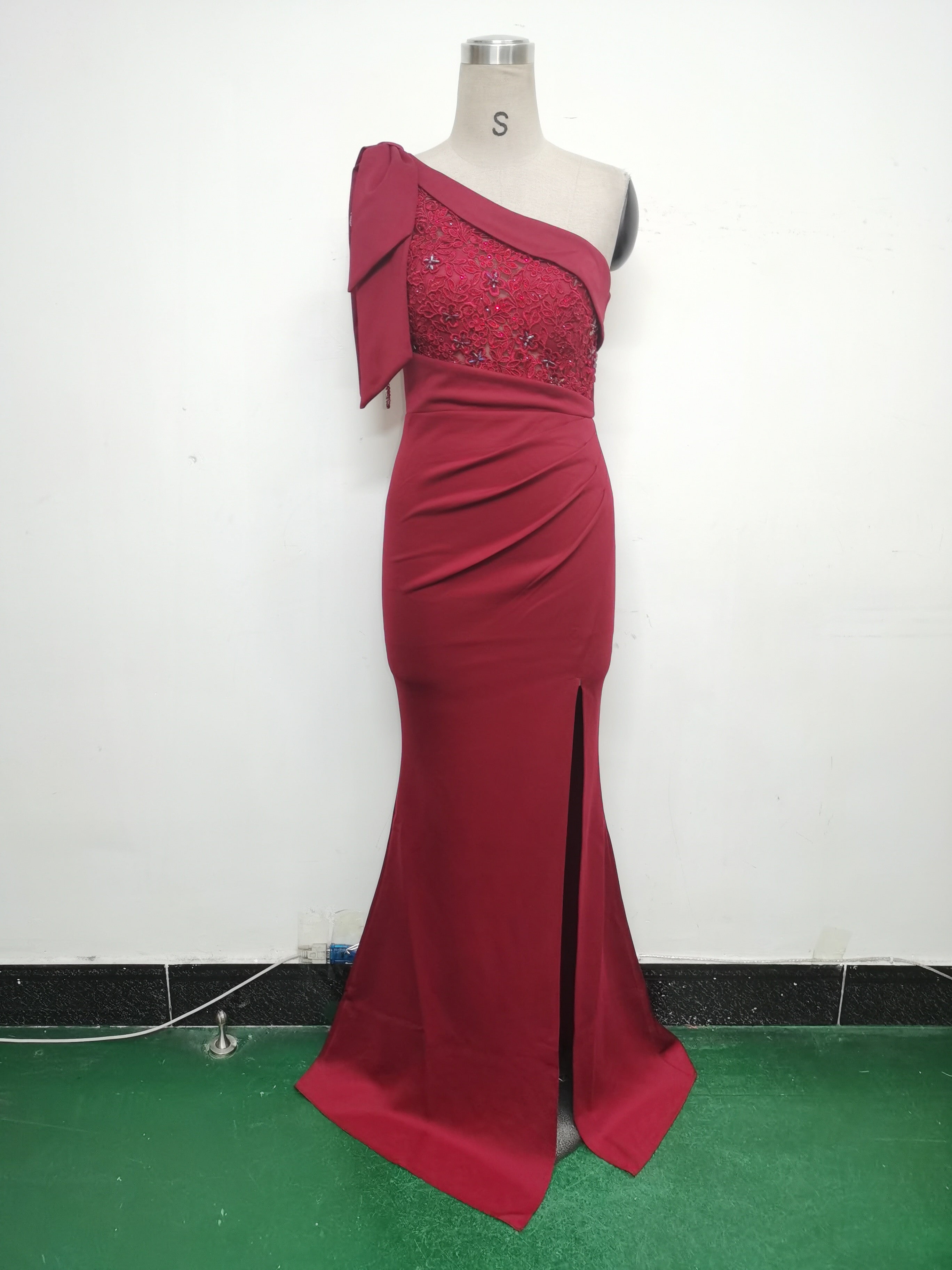 Beaded Lace Luxury Satin Evening Dress 23