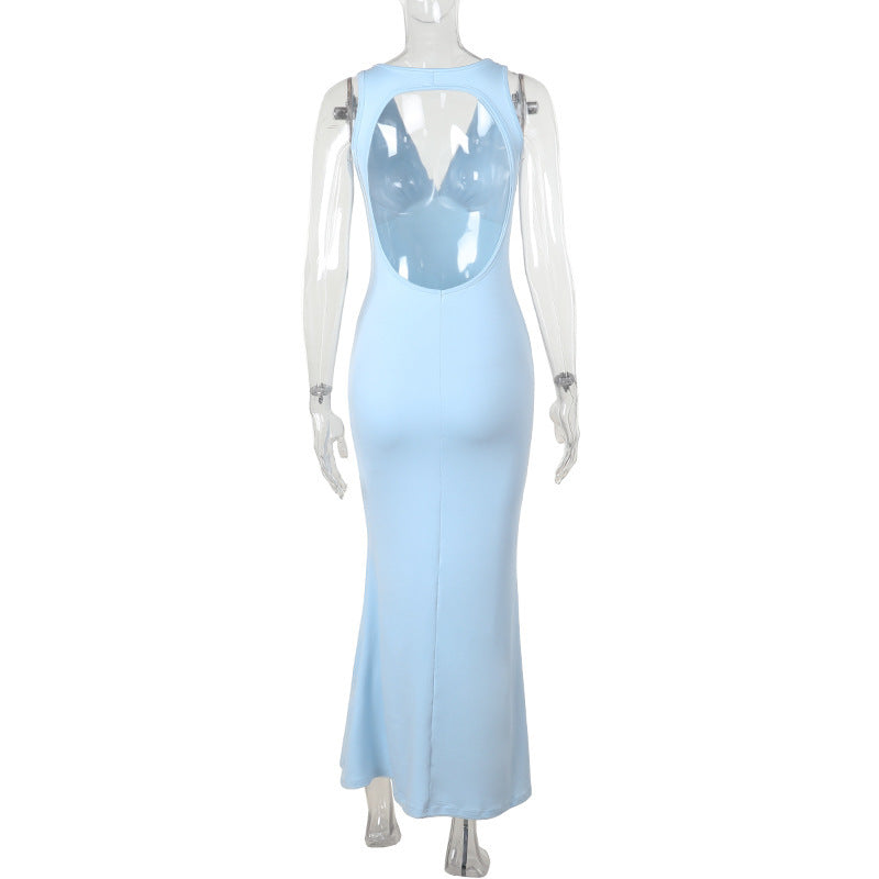 Women autumn sexy v-neck Backless Dress 6