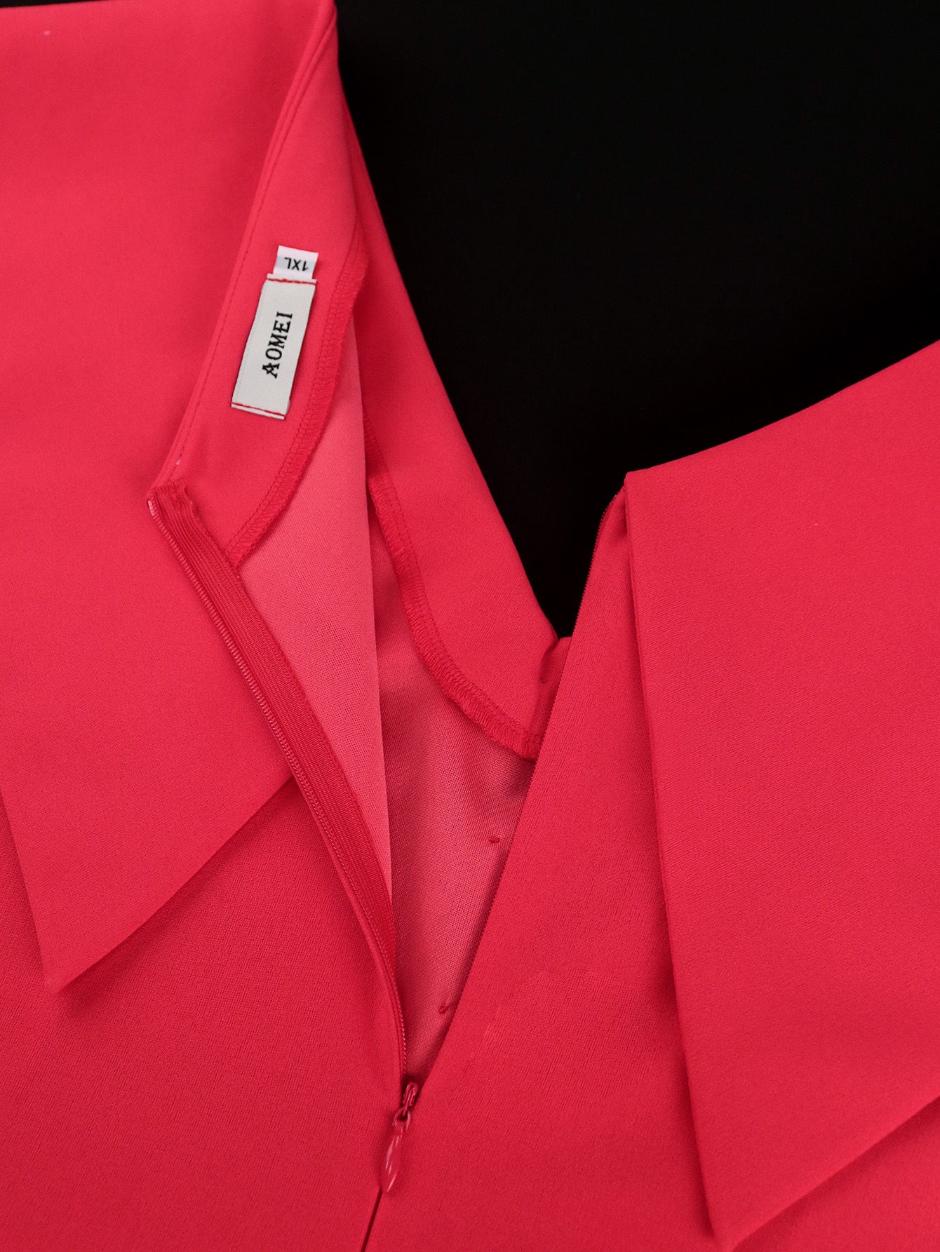 Spring Summer Chic Turndown Collar V-Neck Red Pleated Elegant Dress 8