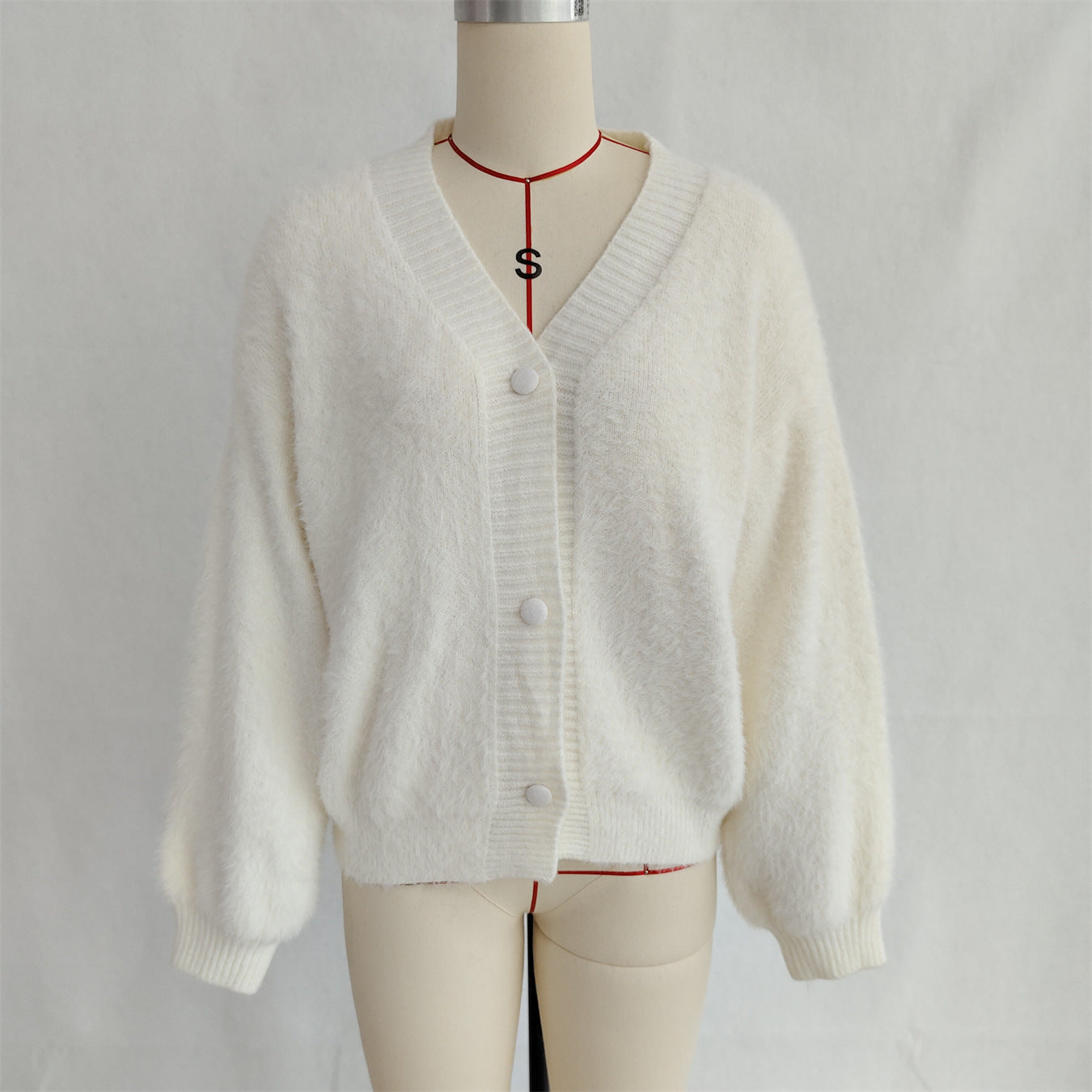 Women autumn/winter casual furry V-neck solid sweater 33