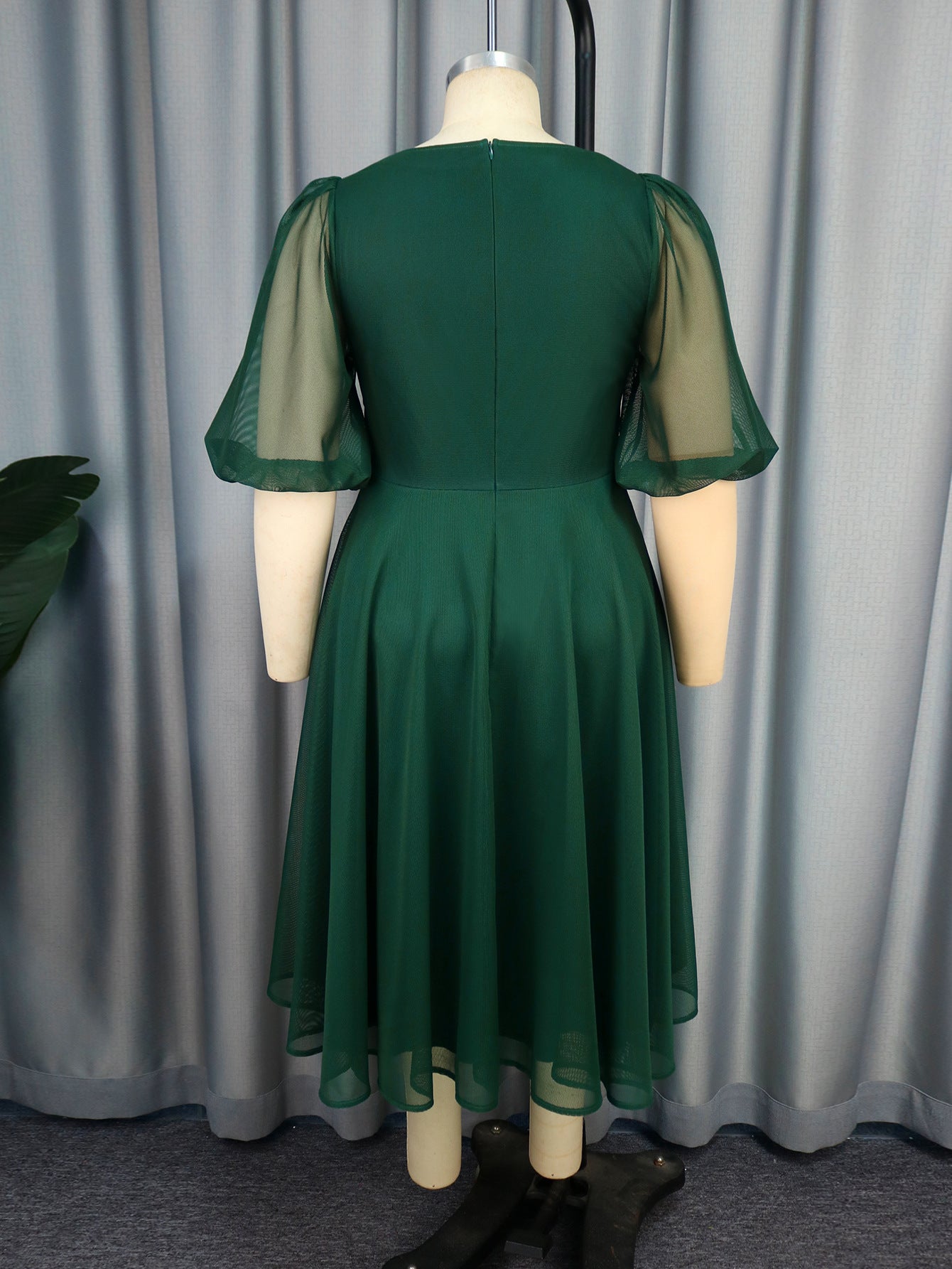 Women Plus Size Puff Sleeve Formal Party Dress 11