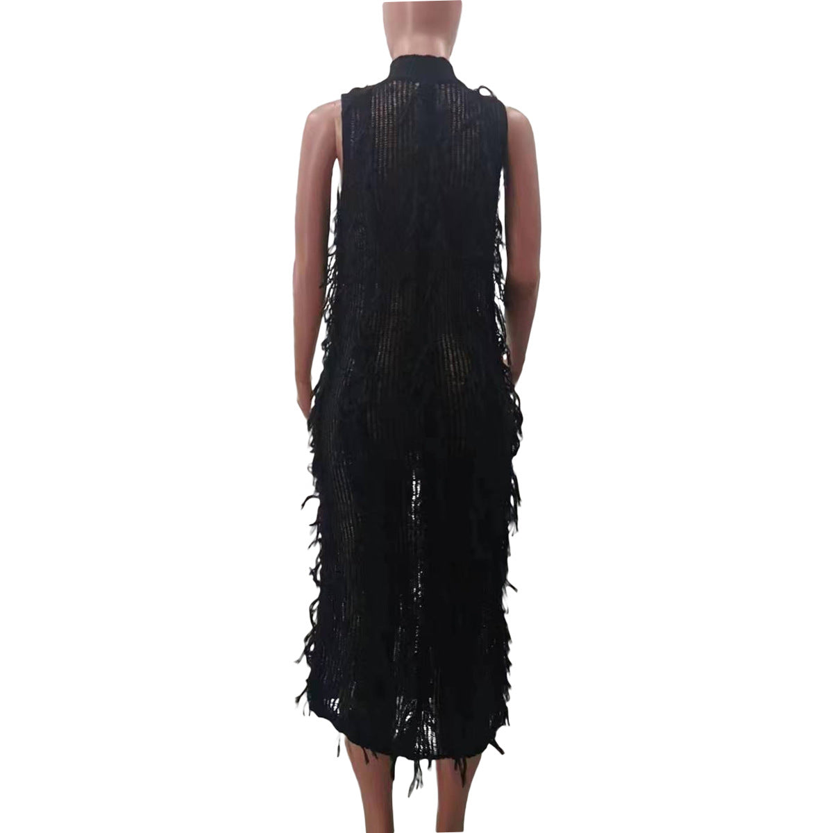 Ladies Fashion Spring Summer Knitting Fringe Dress 9