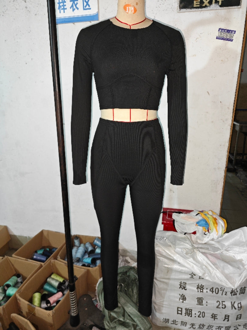 Women Line Design long-sleeved Top and Pant two-piece set 9