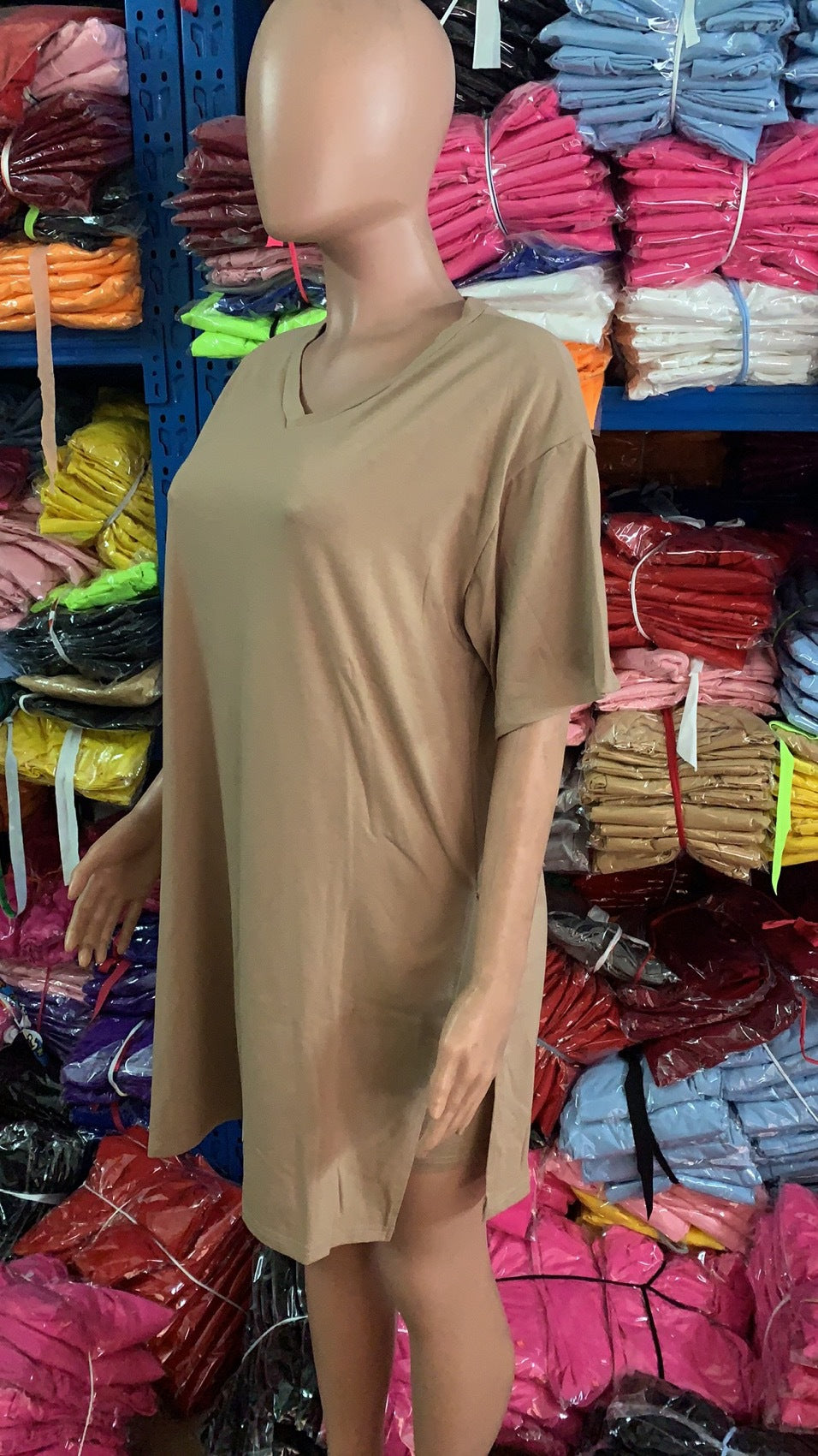 Women Summer Solid Slit Short Sleeve Top and Shorts Two-piece Set 21