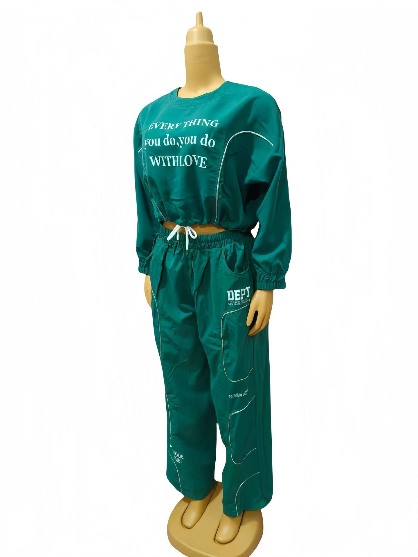 Women Solid Printed Casual Top and Pants Two-piece Set 11