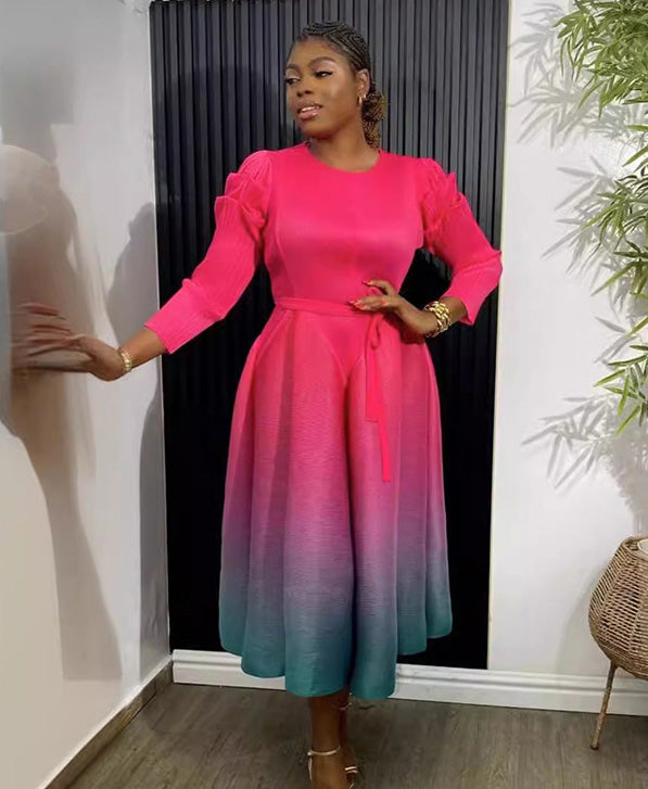 spring and summer women's fashion gradient loose Plus Size elegant dress 4