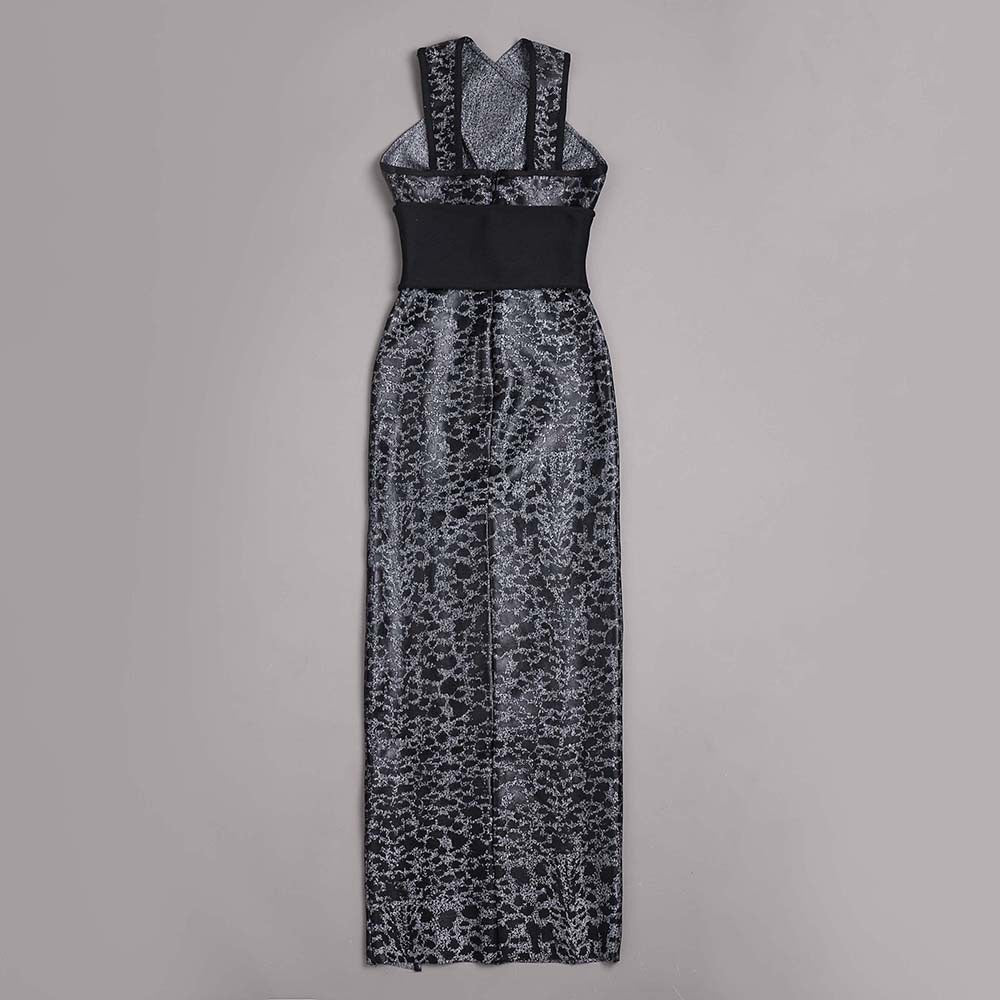 Women Printed Sexy Hollow Slit Bodycon Dress 5