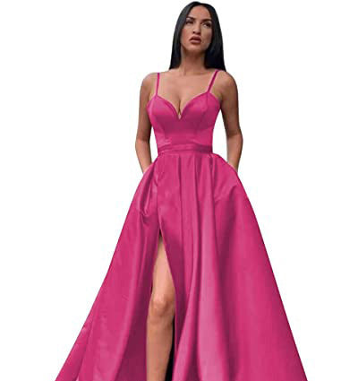 Sexy Solid Colo Strap Slit Prom Dress Beach Weddings Gowm（Processing time need 3-6 days） 13
