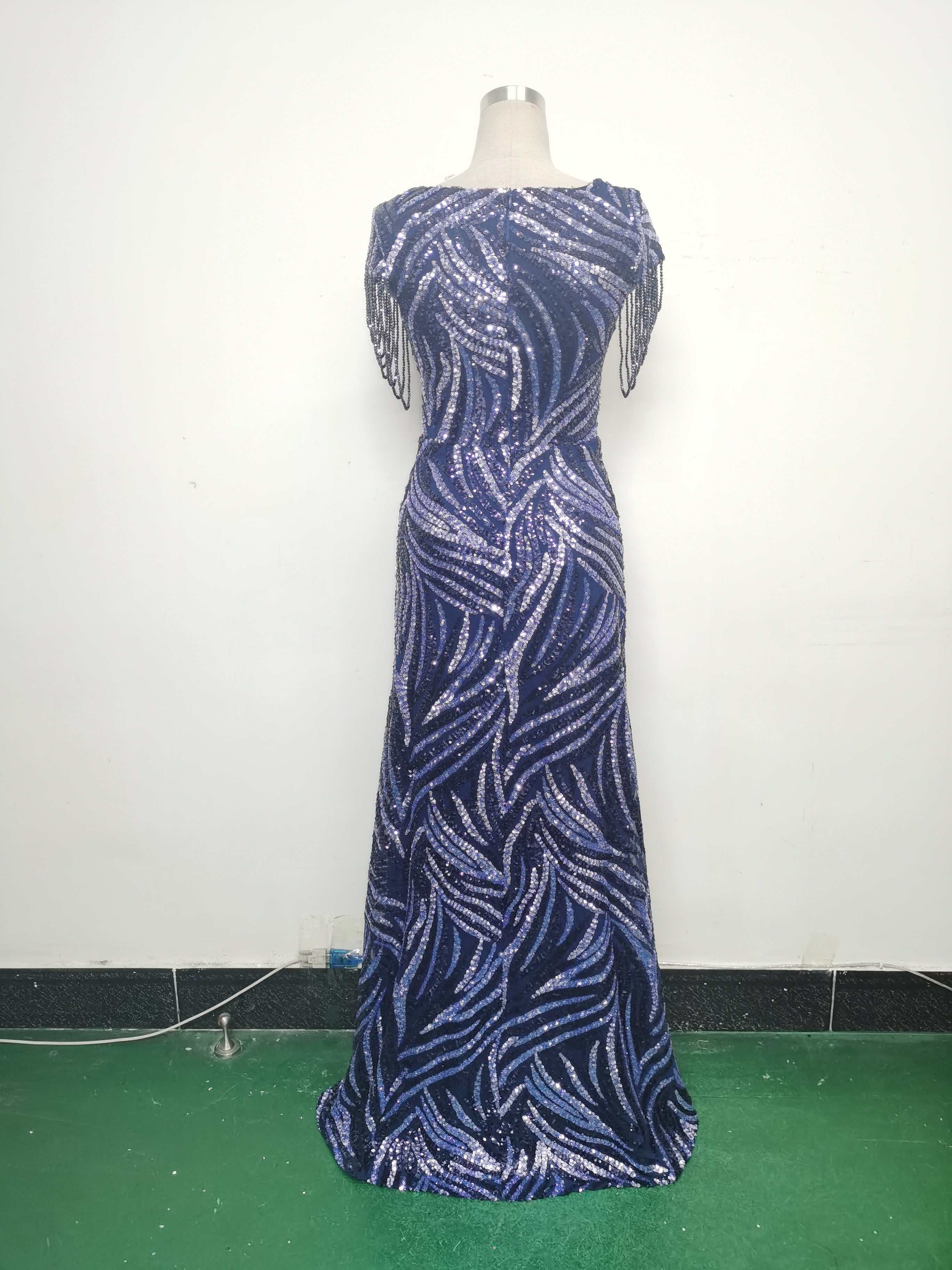 Women Sequin Beaded Evening Dress 42