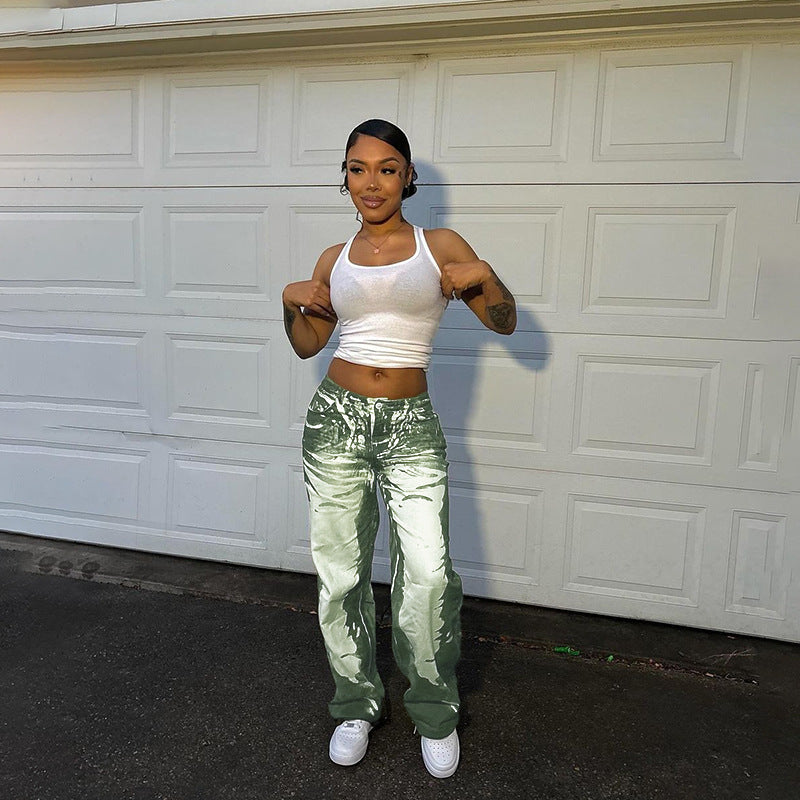 Autumn Women's Clothing Street Casual Print Trousers 4