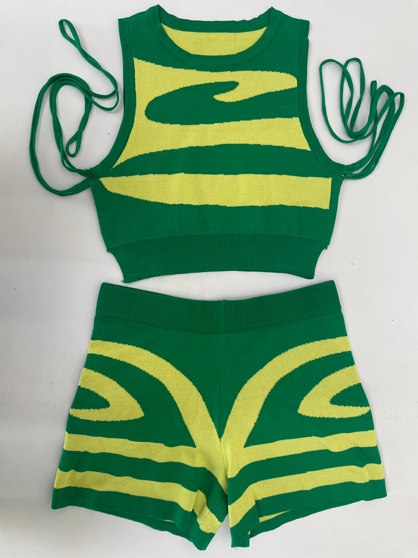 Women's Sleeveless Lace-Up Print Casual Two-Piece Set 20