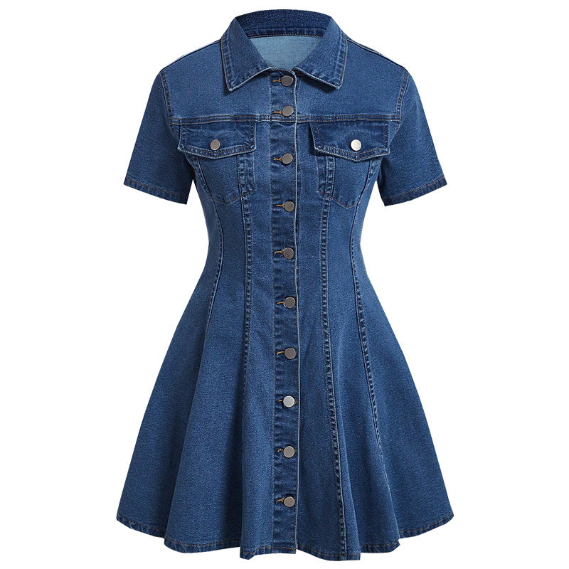 Women Denim Short Sleeve Dress 4
