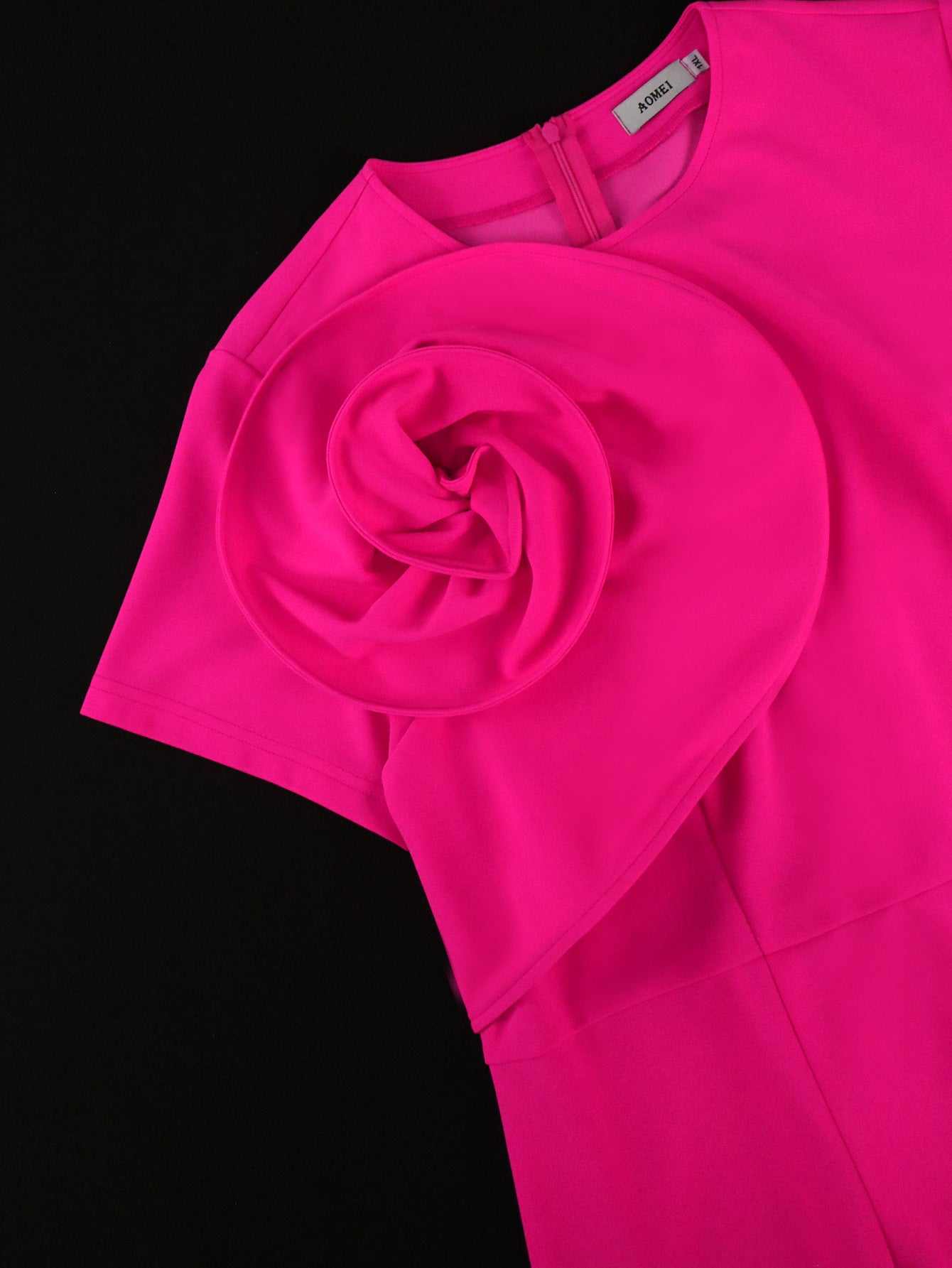 Plus Size Women Solid Flower Dress 9