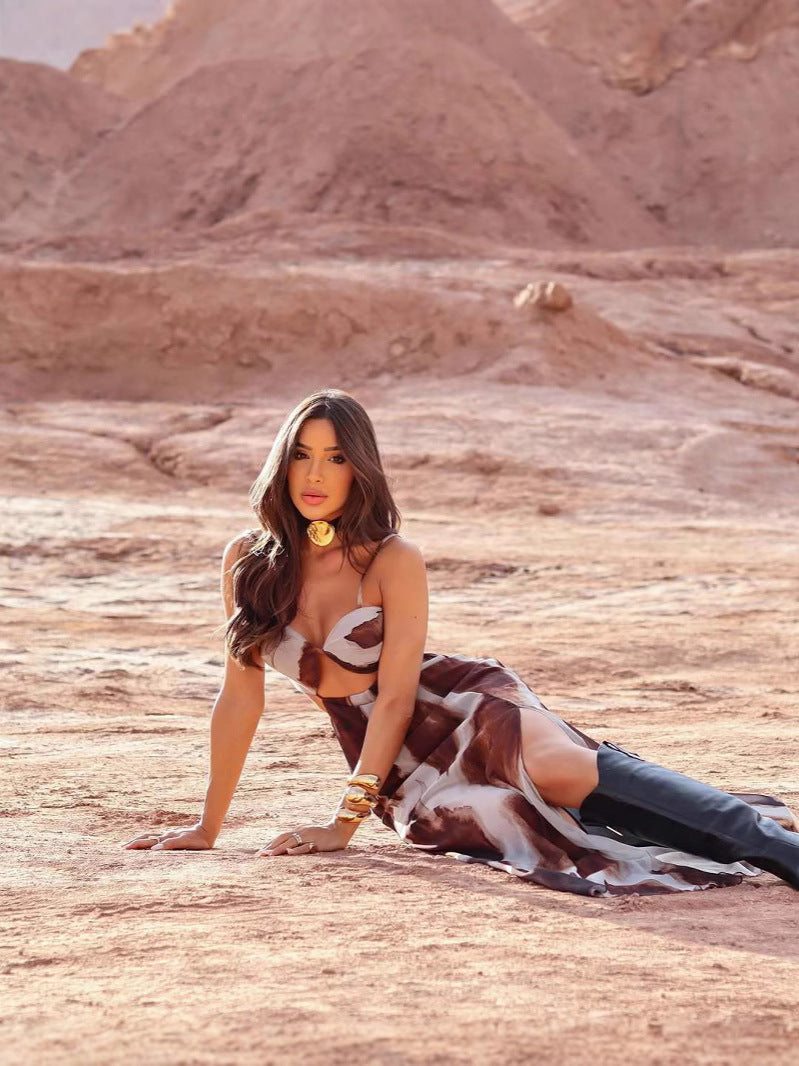 Women's Spring & Summer Fashion Tie-Dye Sexy Frontless Strap Sleeveless Maxi Dress For Holidays 5