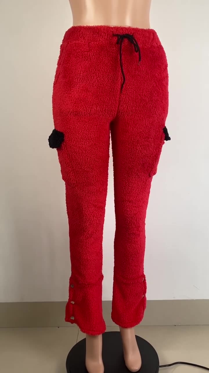 Women's Autumn Winter Fashion Slim Fleece Casual Trousers 10