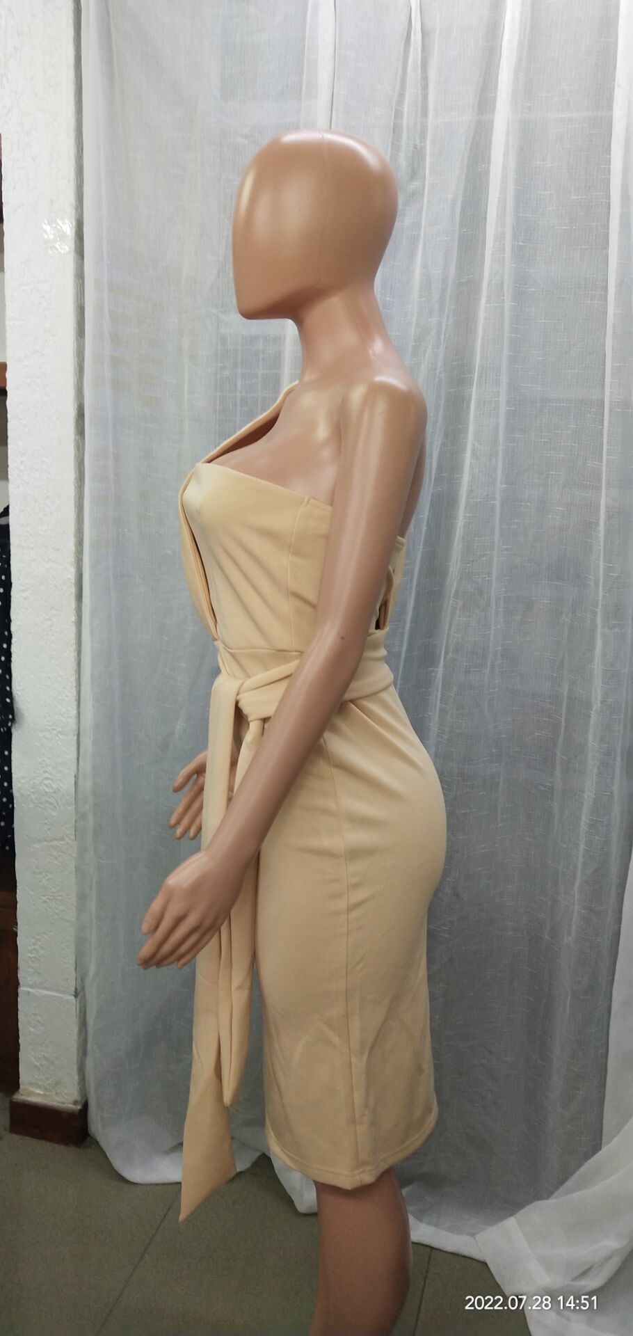 Women Slash Shoulder Print Slit Midi Dress 24