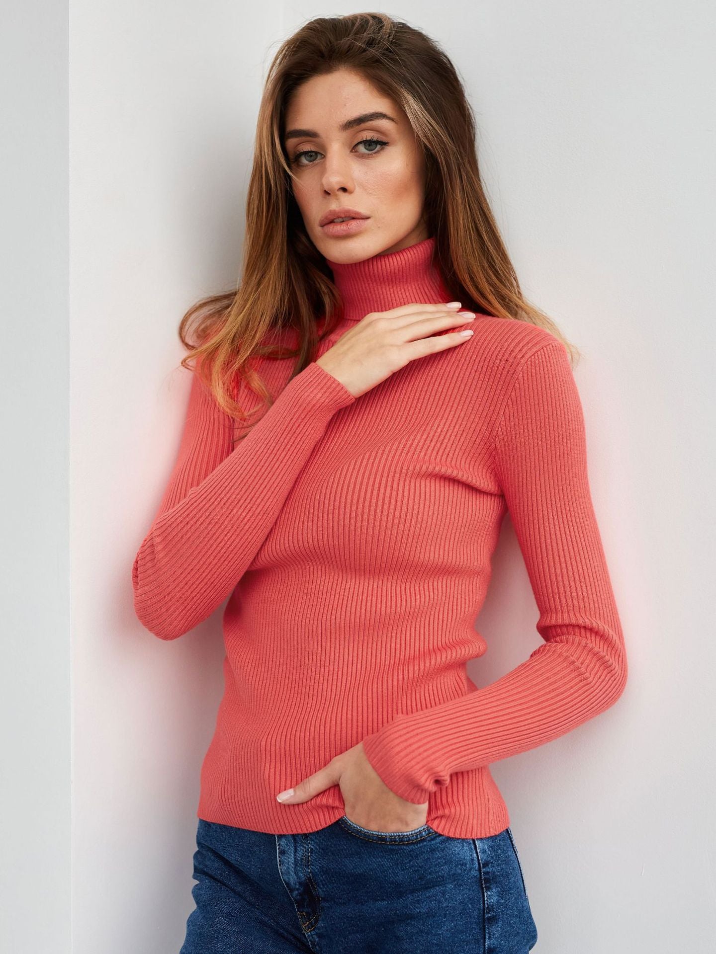 Autumn Turtleneck Pullover Sweater Knitting Basic Shirt For Women 23