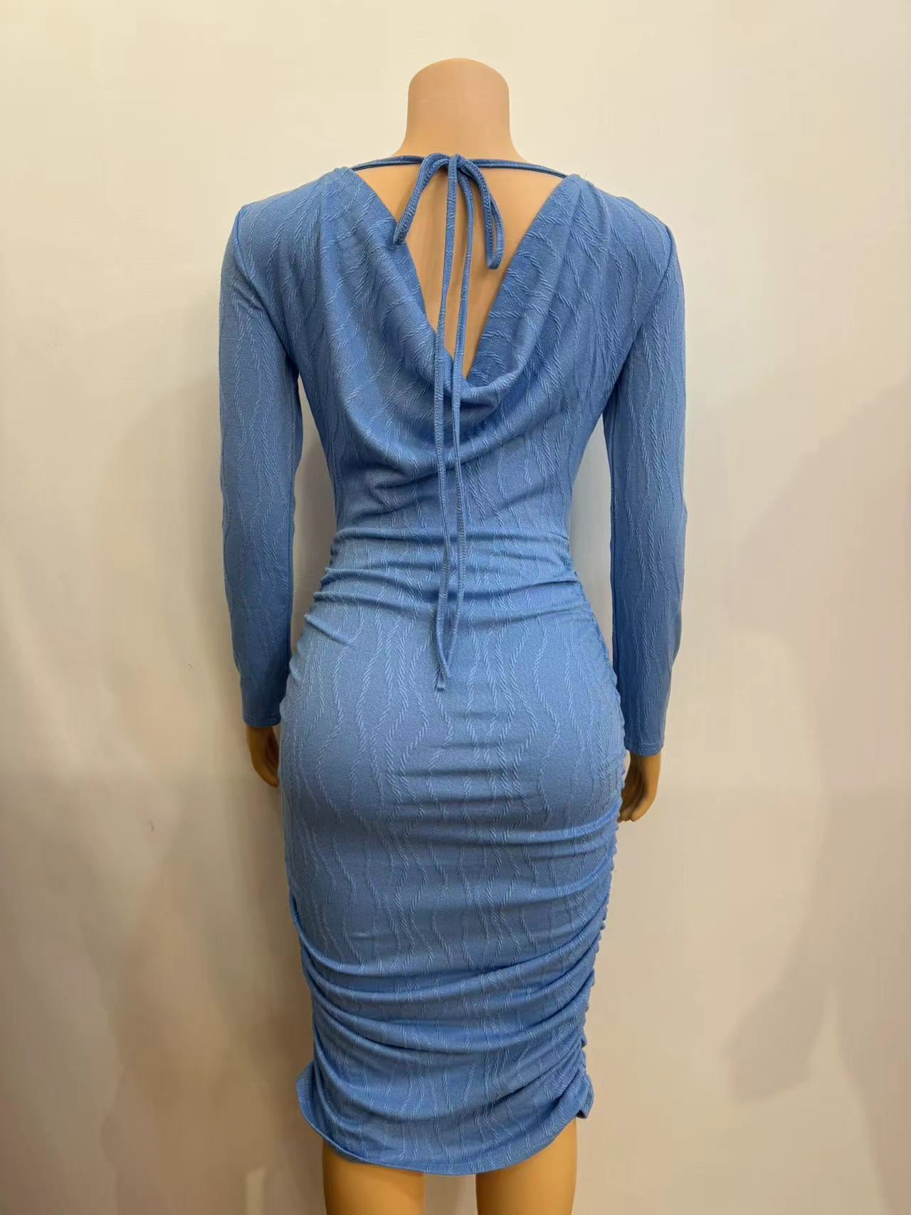 Women Long Sleeve Backless Midi Bodycon Dress 7