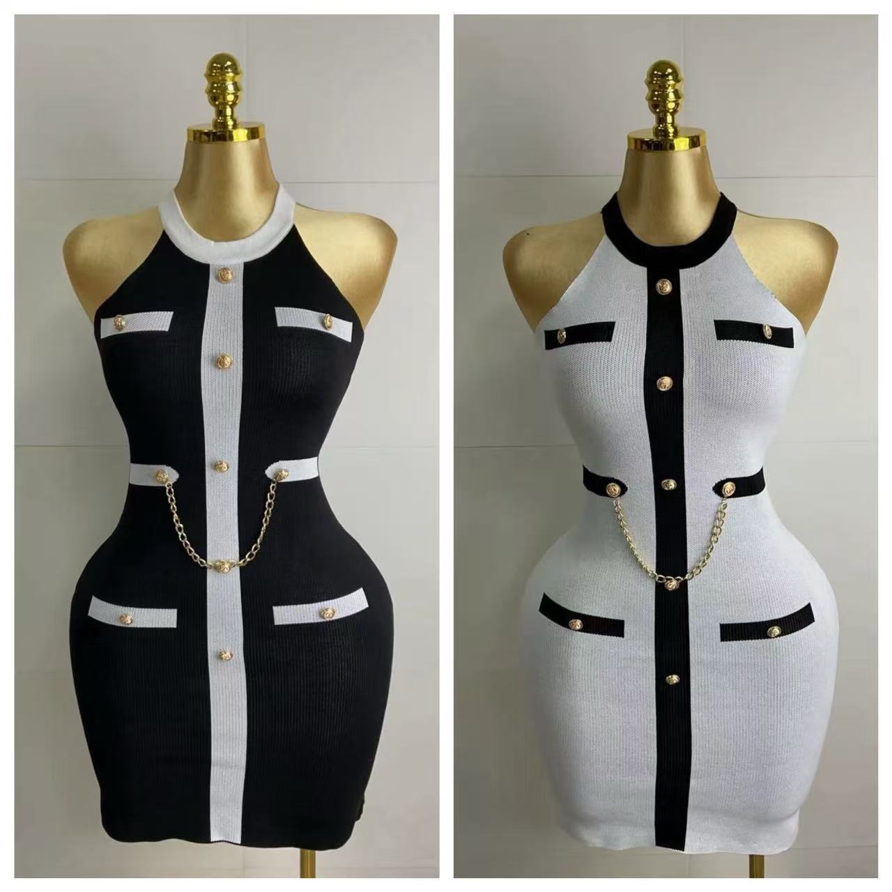 Sexy Color-Block Bodycon Knitting Dress 4