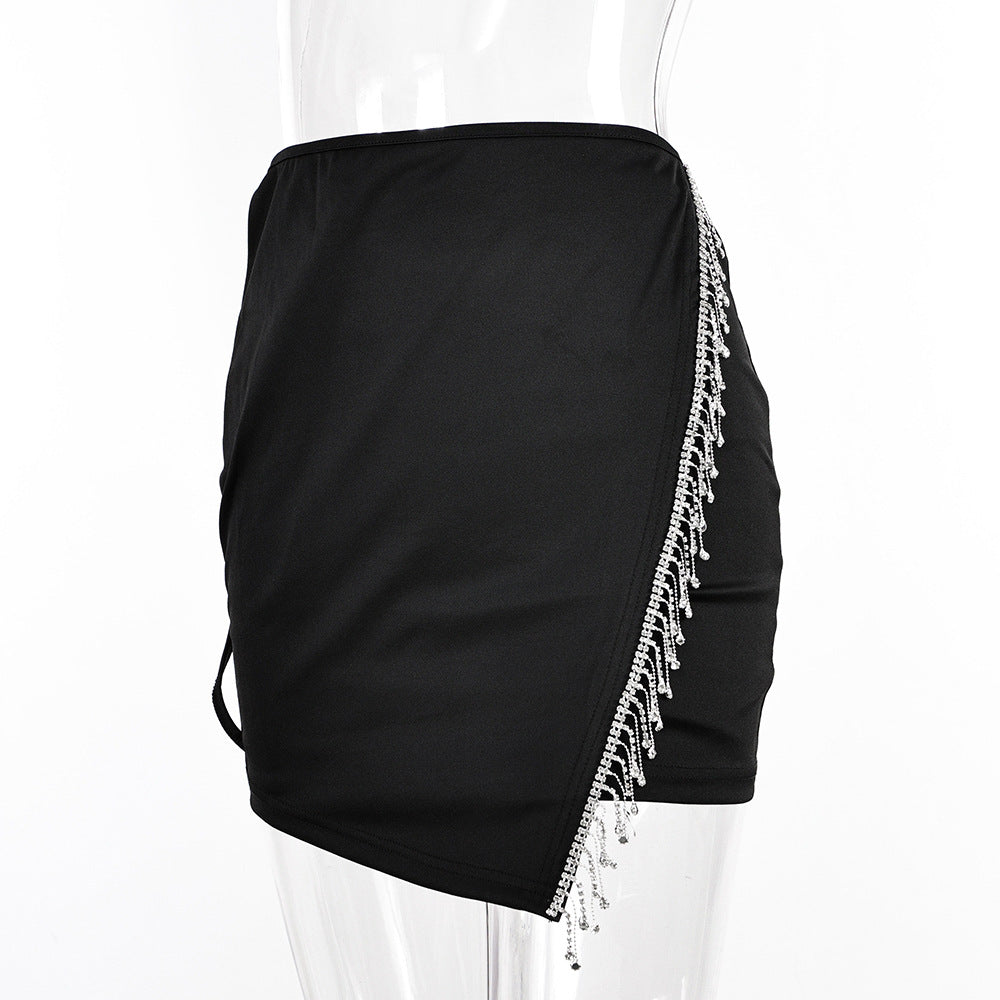 Women sexy rhinestone tassel Bodycon skirt 7