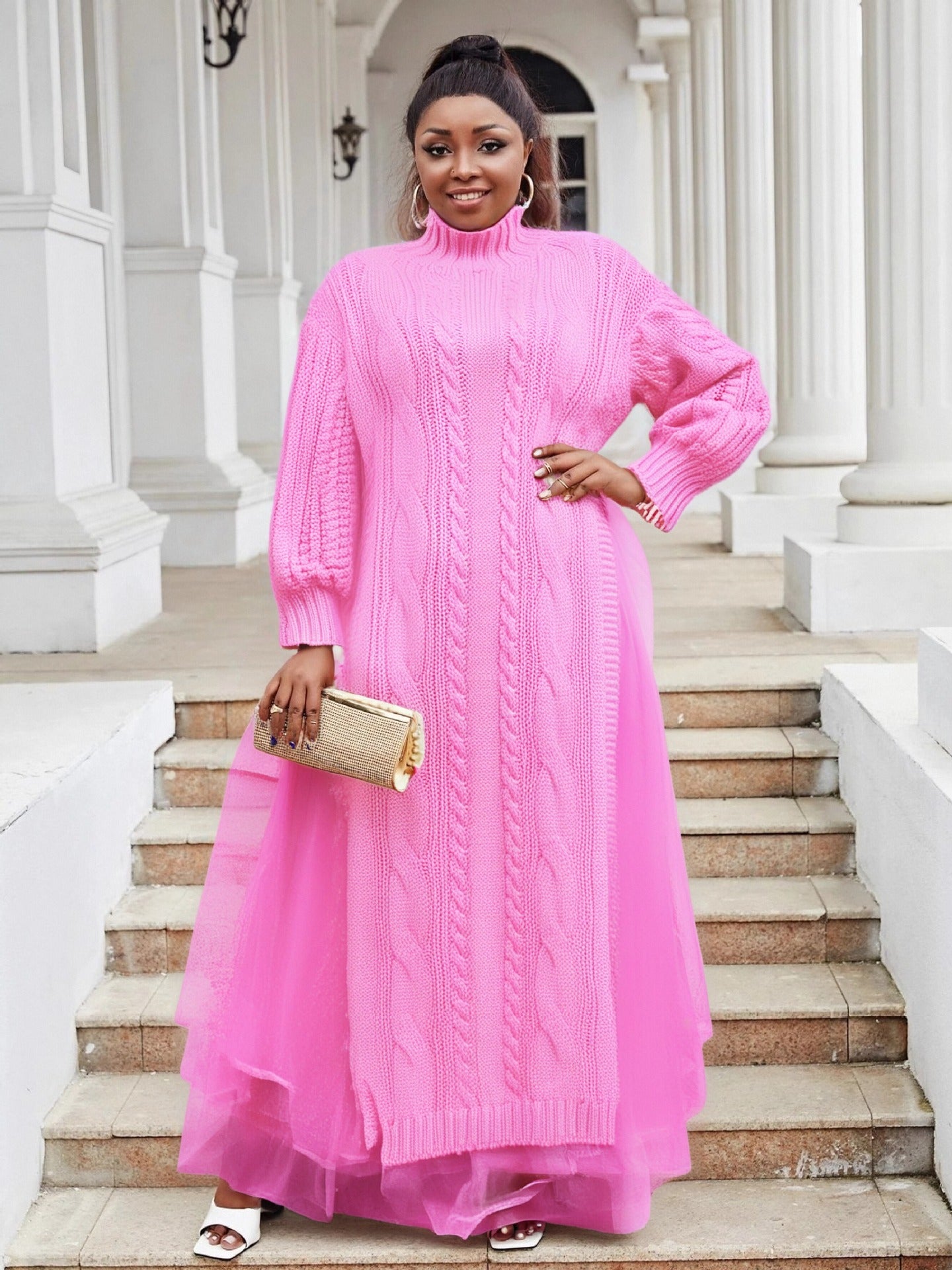 Women Casual Mesh Knitting Dress 4