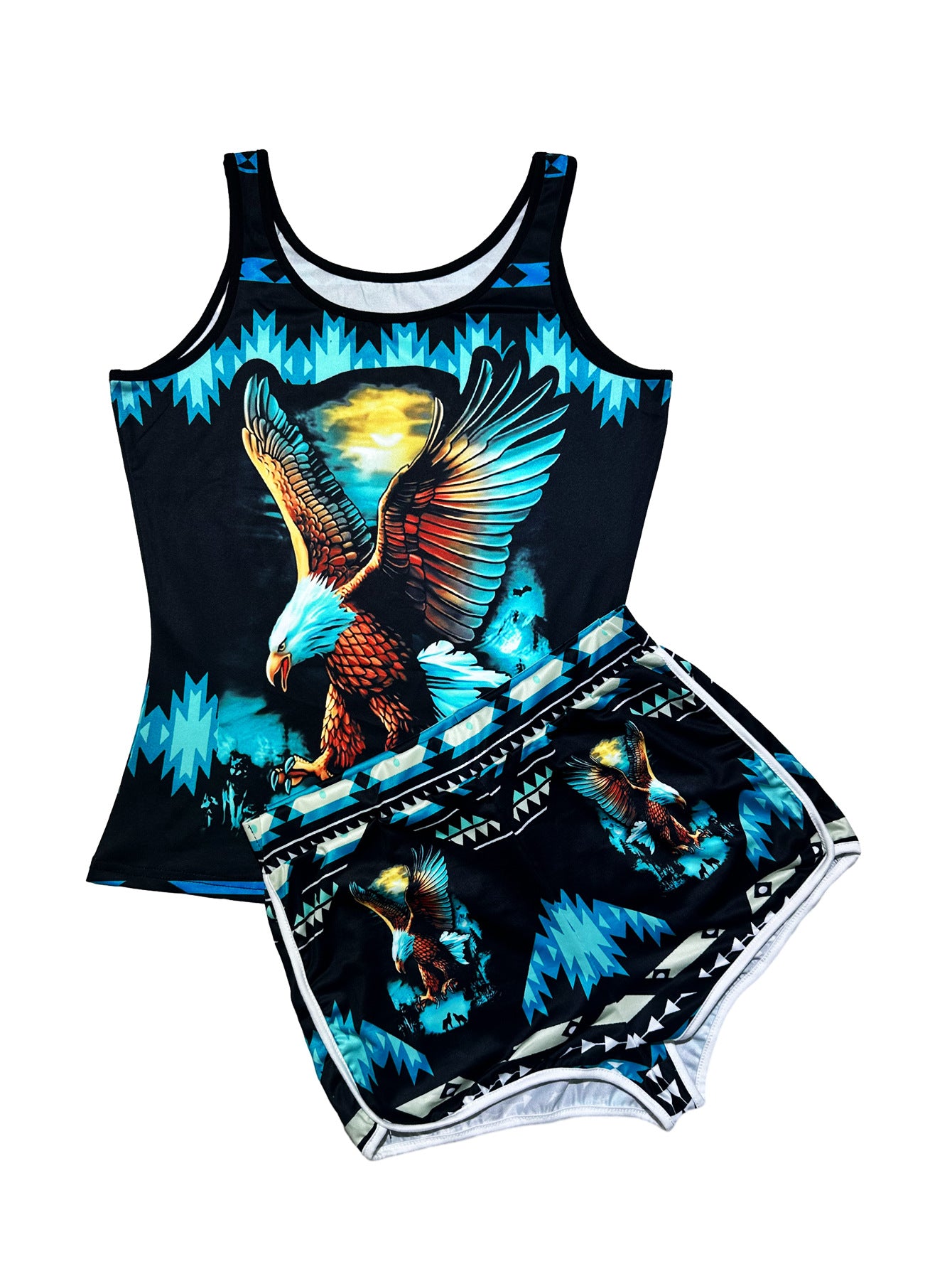 Women's clothing sexy tight fitting print vest shorts two-piece set 25