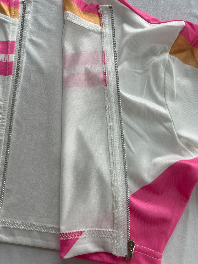 Fashion high street Print tight slim zipper long sleeve top shorts two piece set 7