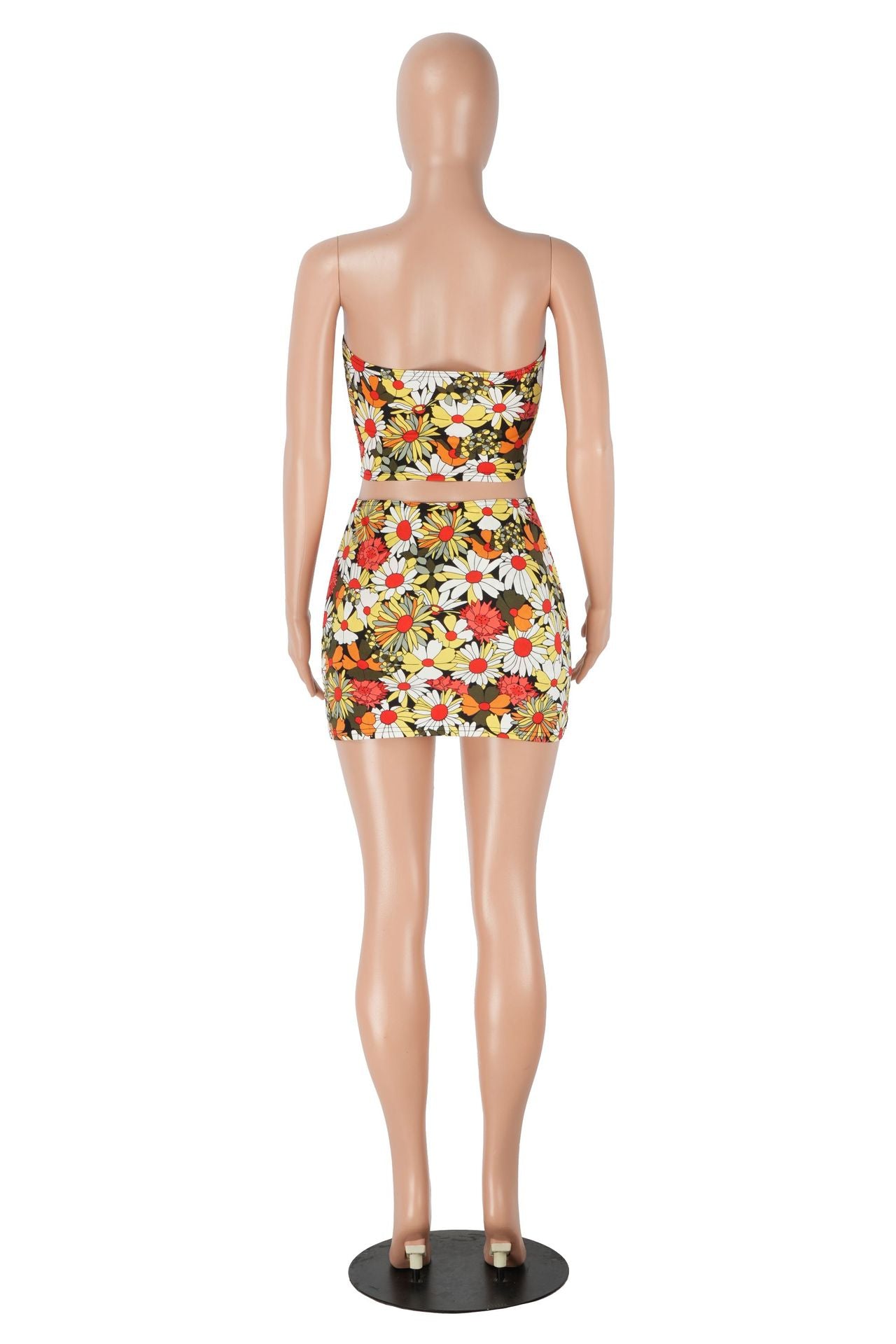 Summer Strapless Print Top Skirt Two-piece Set 14