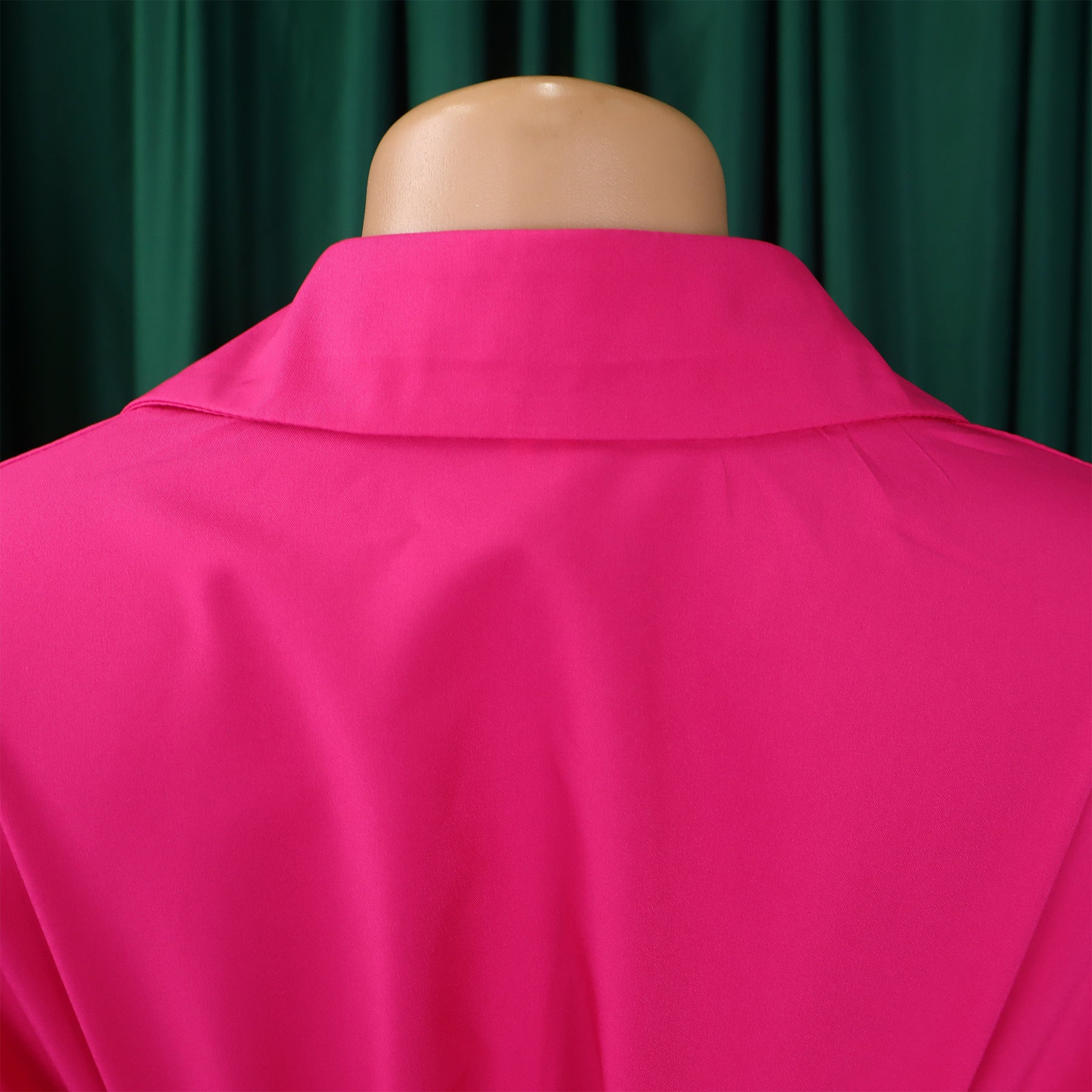 Women's Turndown Collar Solid Color Fashion Loose Casual Button Irregular Shirt Dress 21