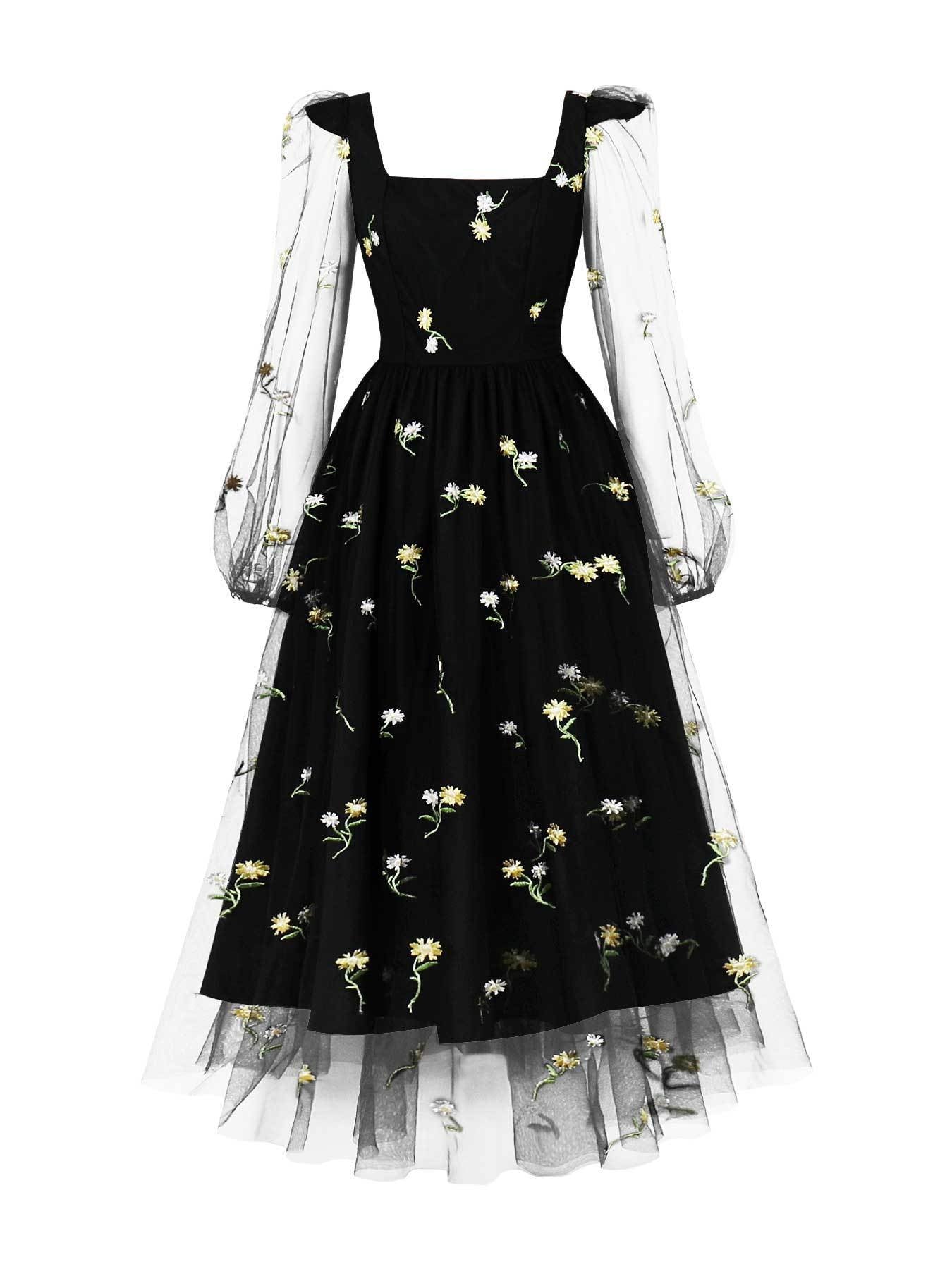 Women French retro long sleeve dress 5