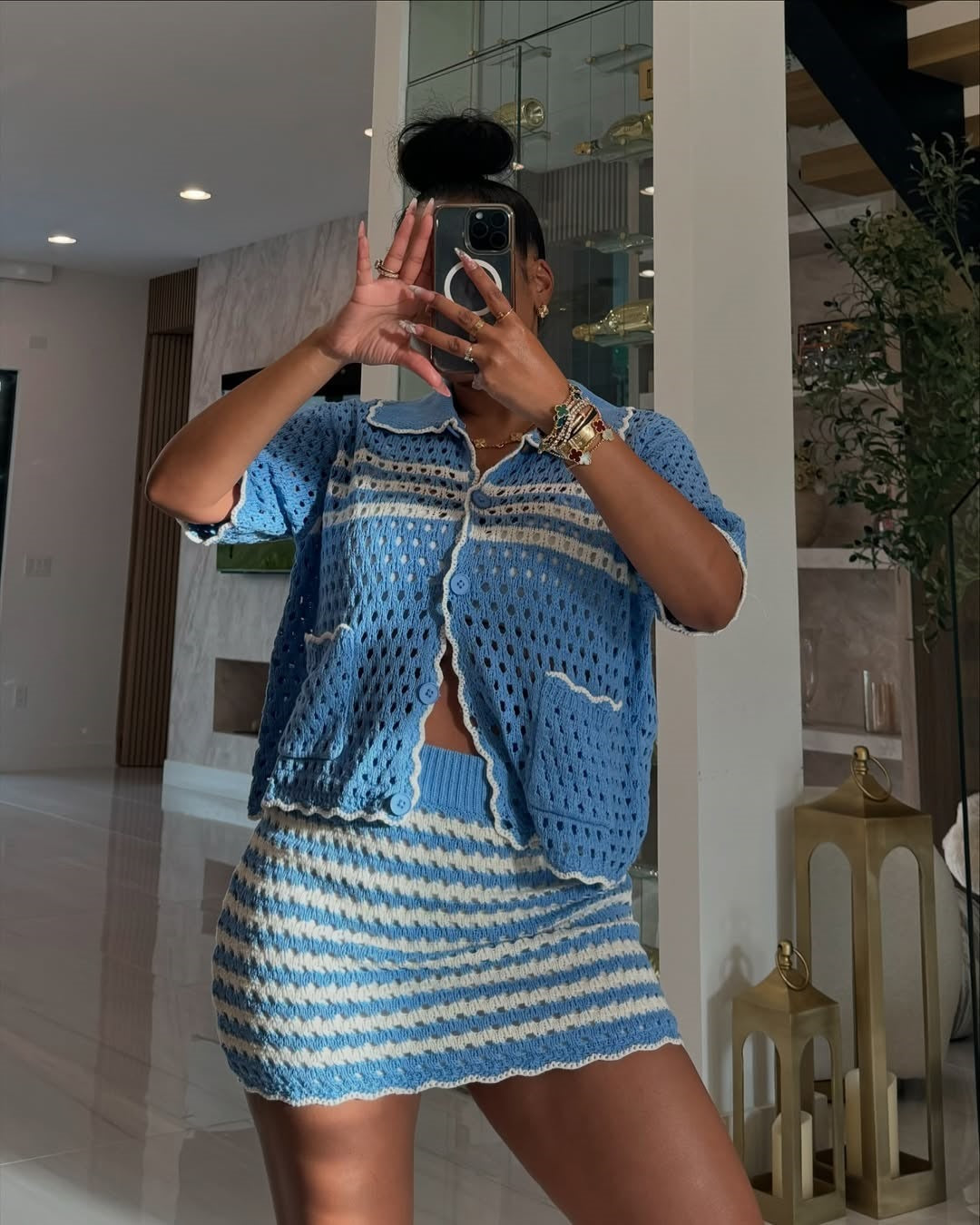 Loose Knit Blazer Cardigan Shorts Set Women’s Casual Outfit 3