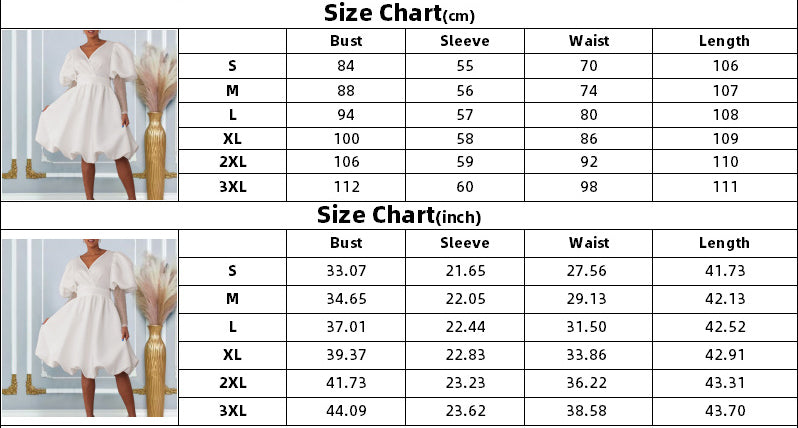 Women's V-Neck Puff Sleeves Formal Party Bridesmaid Dress 11