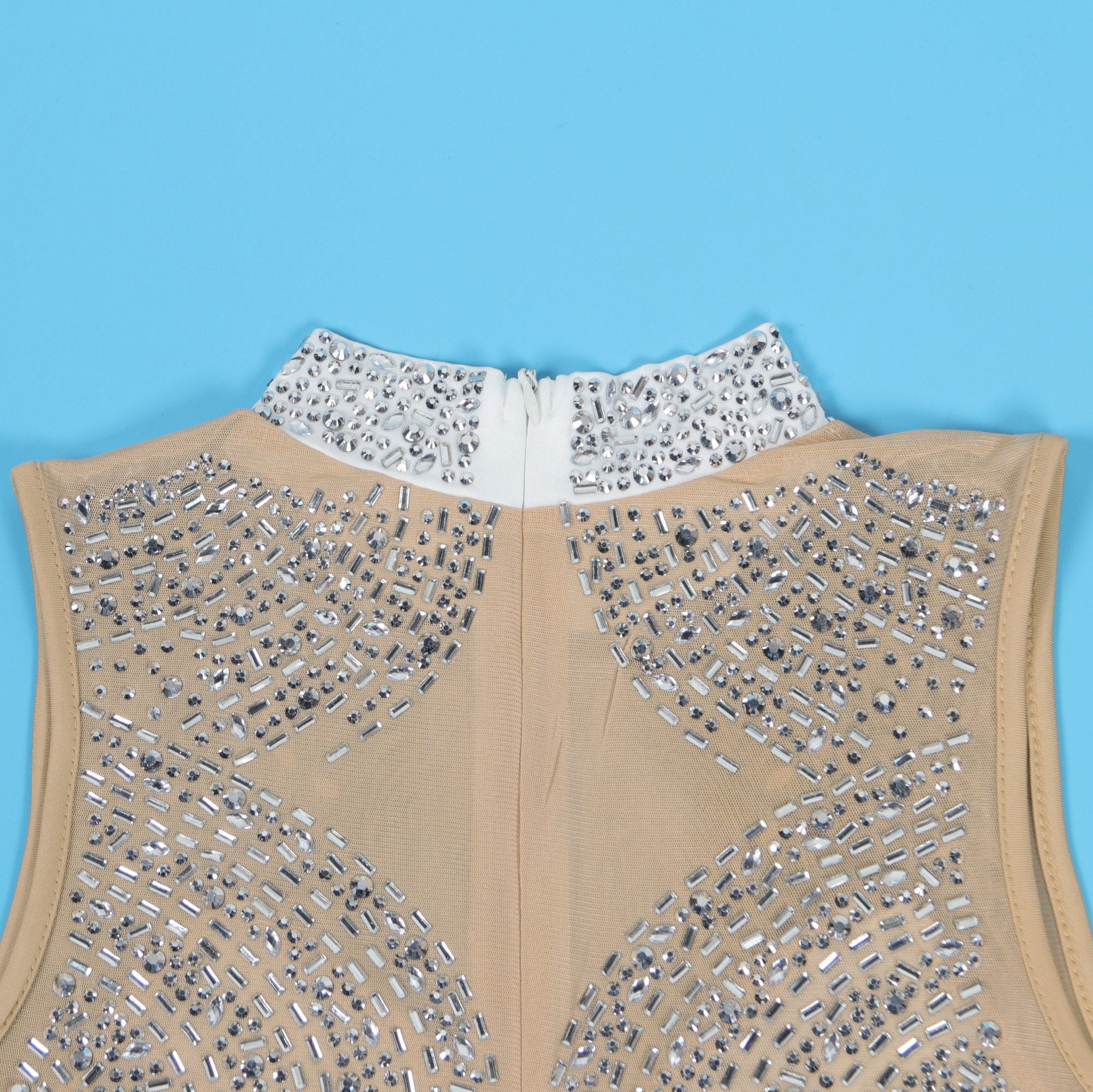 Women Beaded Mesh See-Through Patchwork Sleeveless Slit Dress 29