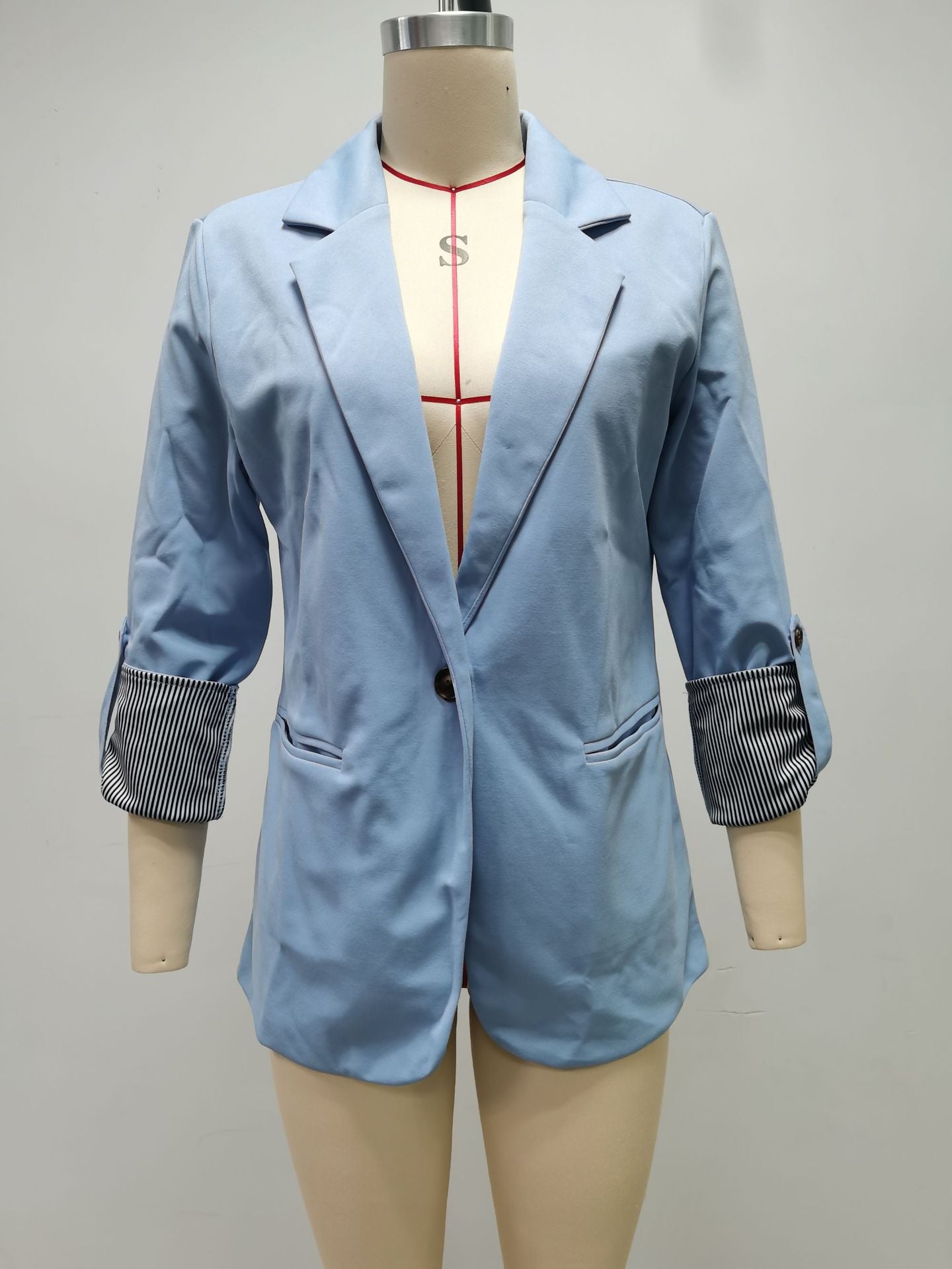 Autumn And Winter Fashion Patchwork Turndown Collar Slim Chic Blazer 35