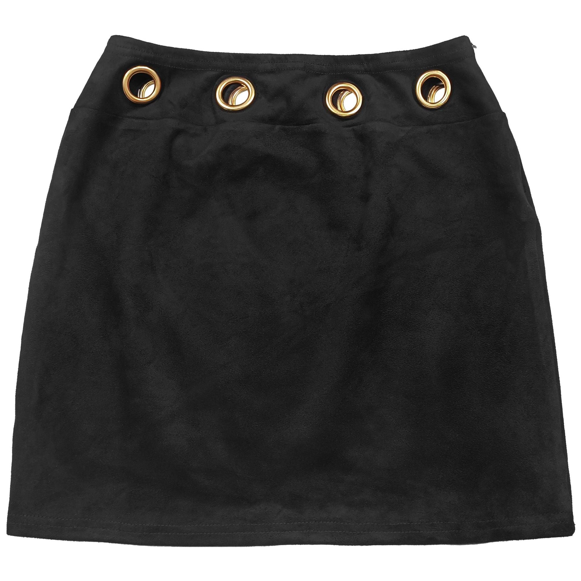 Fashion Women's Sexy Button Slash Shoulder Top Short Skirt Two-Piece Set 19