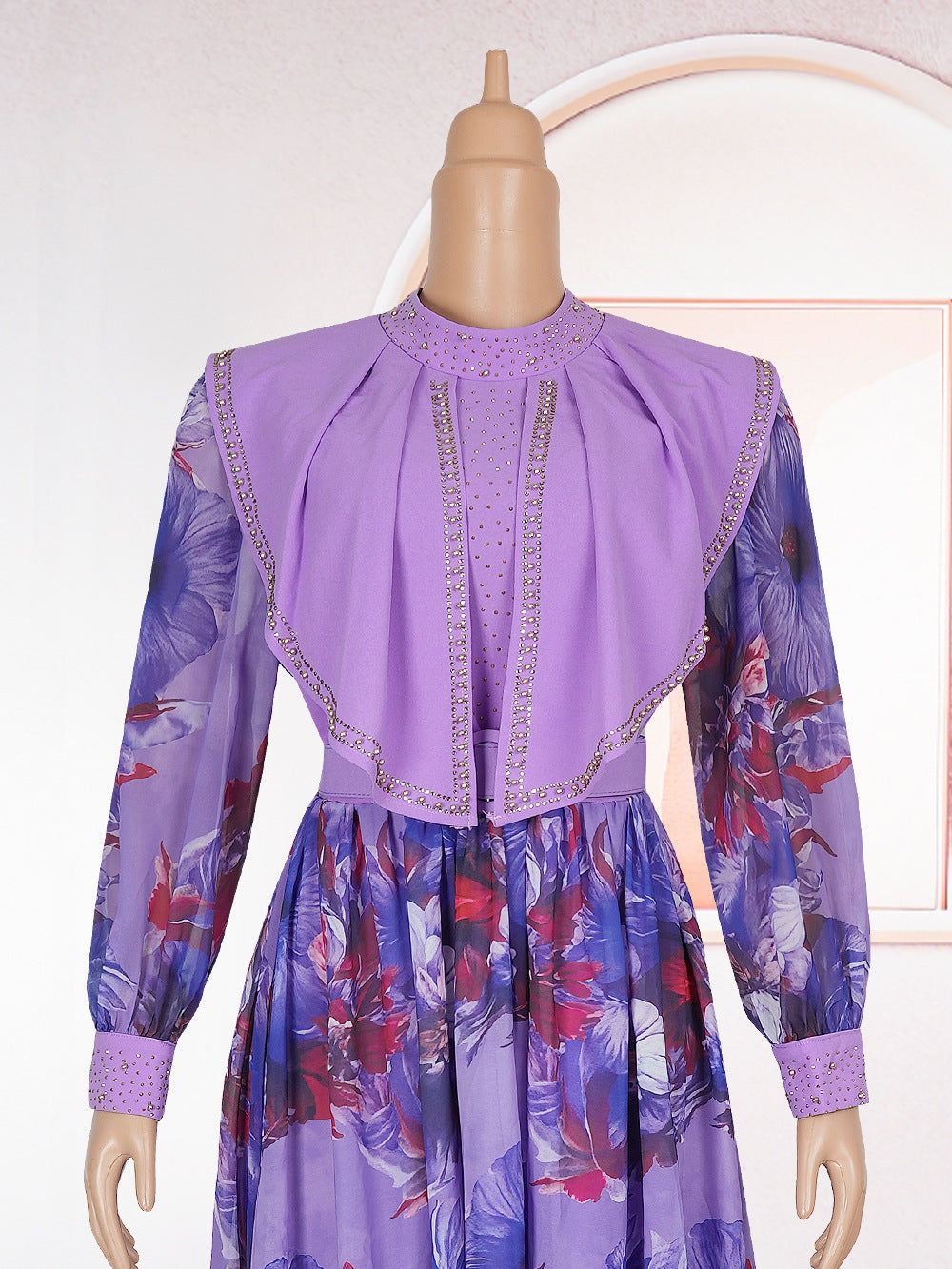 Plus Size Women African Elegant Print Long Sleeve Dress 19