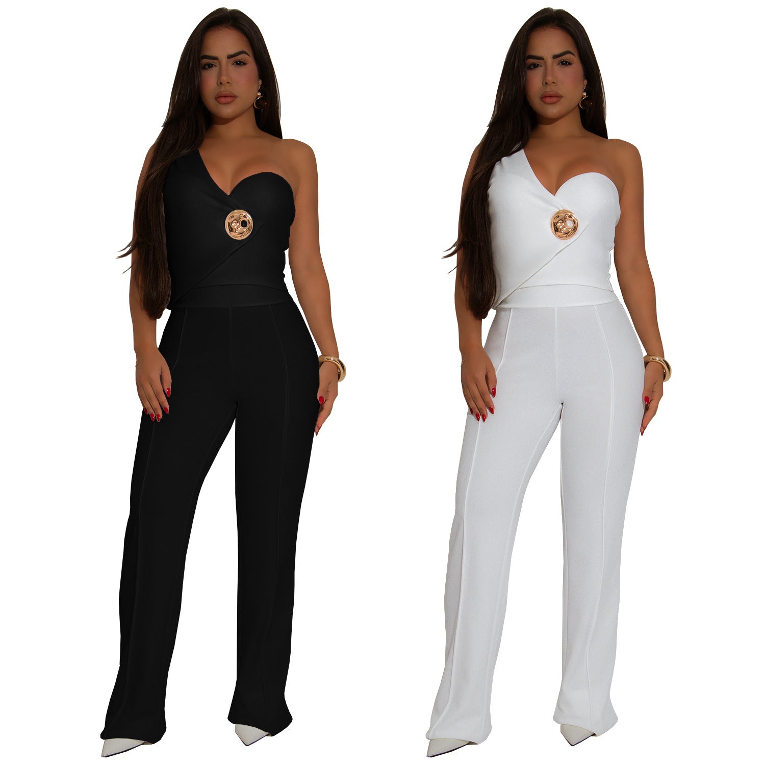 Women sleeveless top trousers two-piece set 7