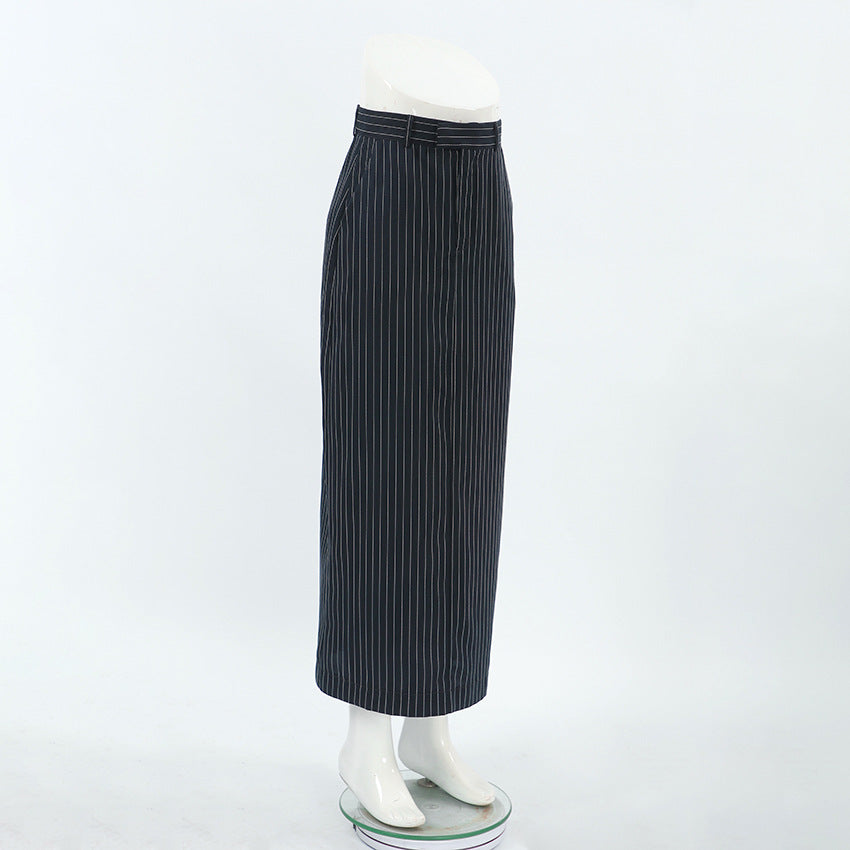 Career High-Waist Striped Slit Straight-Leg Autumn Fashion Women's Skirt 9