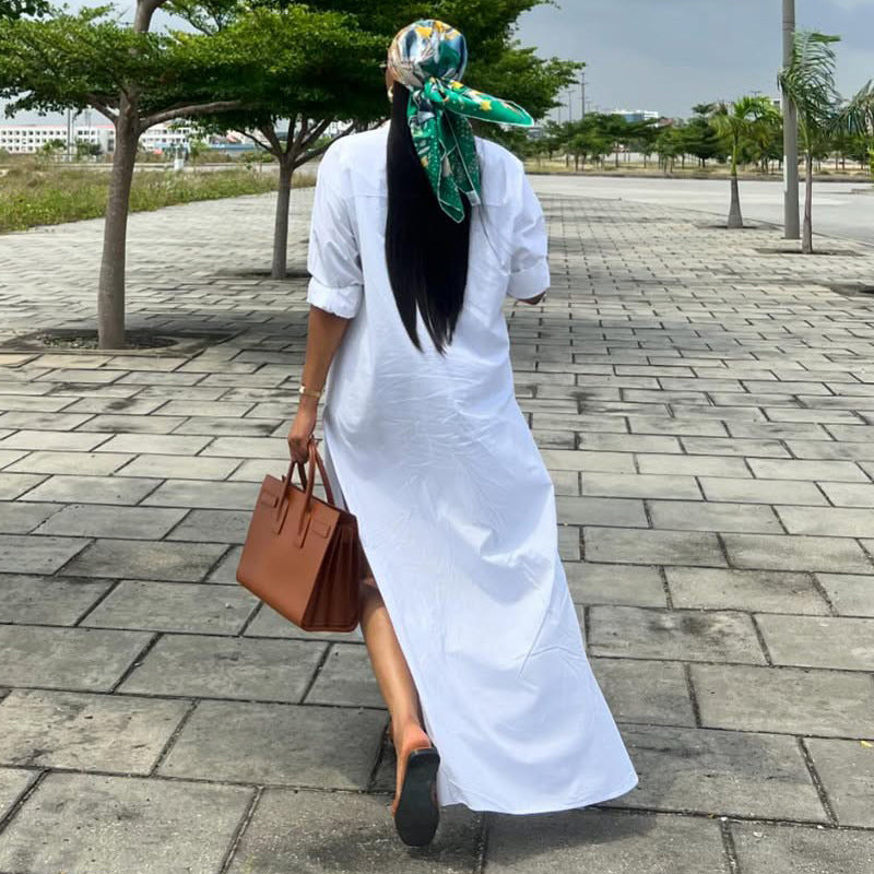 Casual Fashion Loose Shirt African Long Sleeve Women's Dress 5