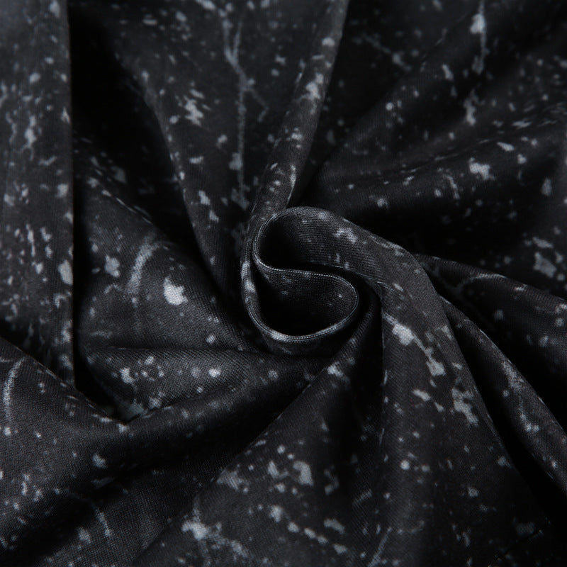 Sexy Women's Tie-Dye Print Short-Sleeved Lace-Up Crop Top Pleated A-Line Skirt Casual Two-Piece Set 24