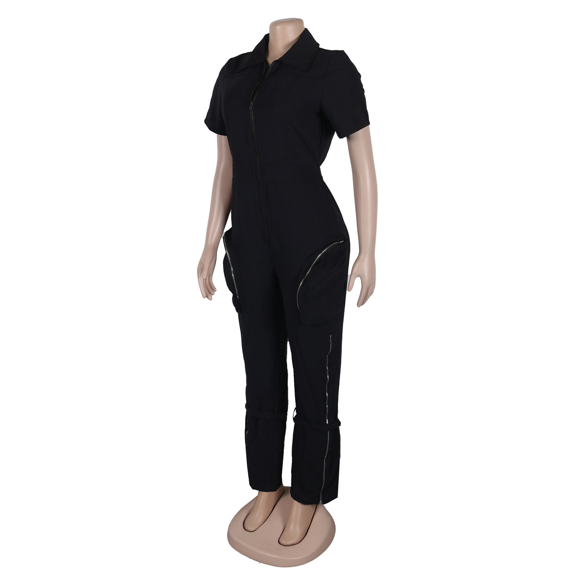 Women Sexy Summer Zipper Pocket Jumpsuit 21