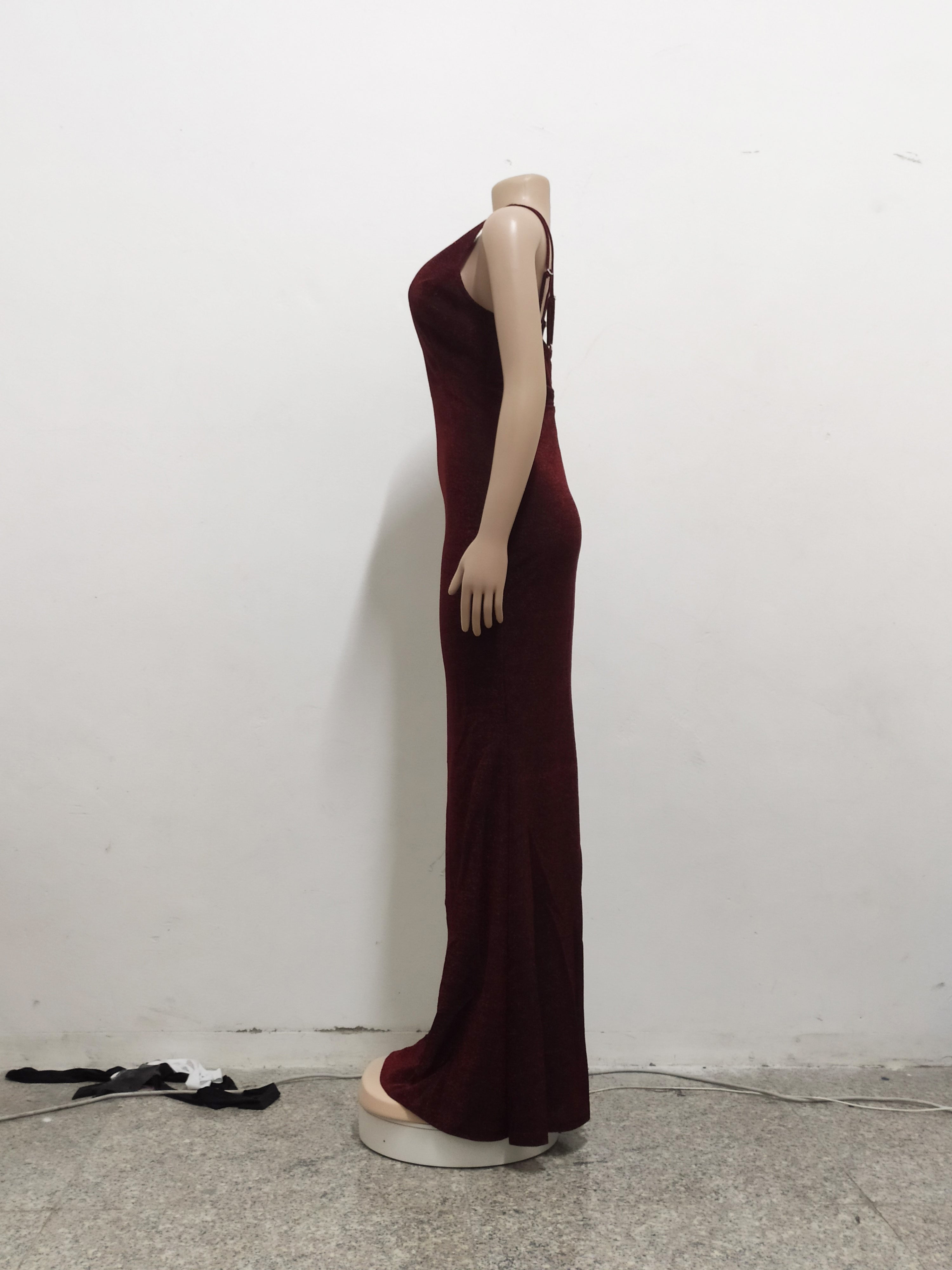 Women Sexy Deep V Neck Sleeveless Evening Dress 16