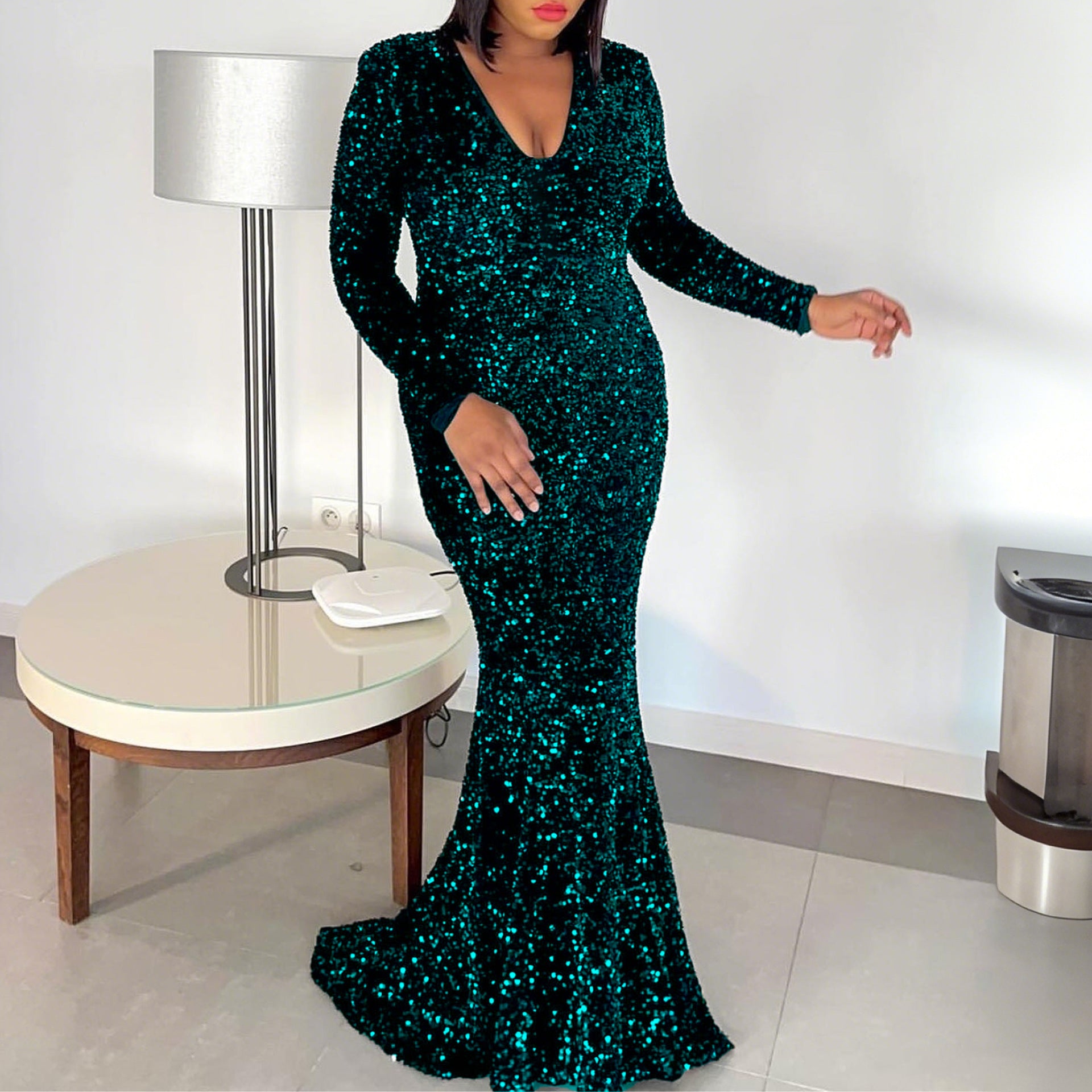 Women Sexy Formal Party Sequin Fishtail Evening Dress 11