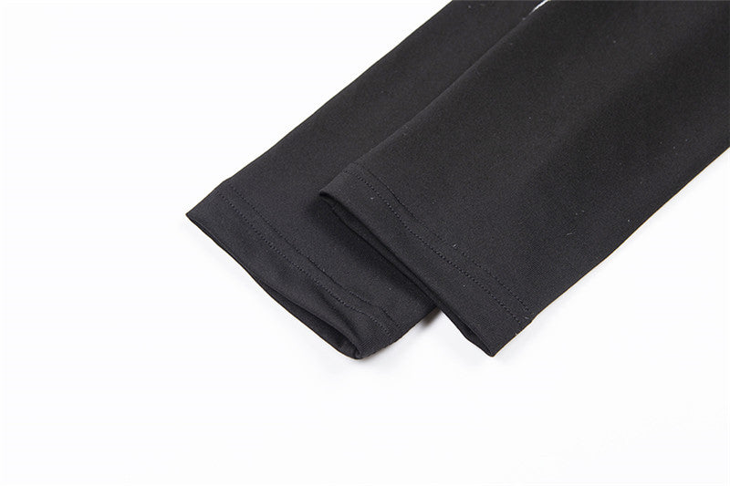 Spring Women's See-Through Mesh Patchwork Printed Slim Long Sleeve Casual two piece pants set 28