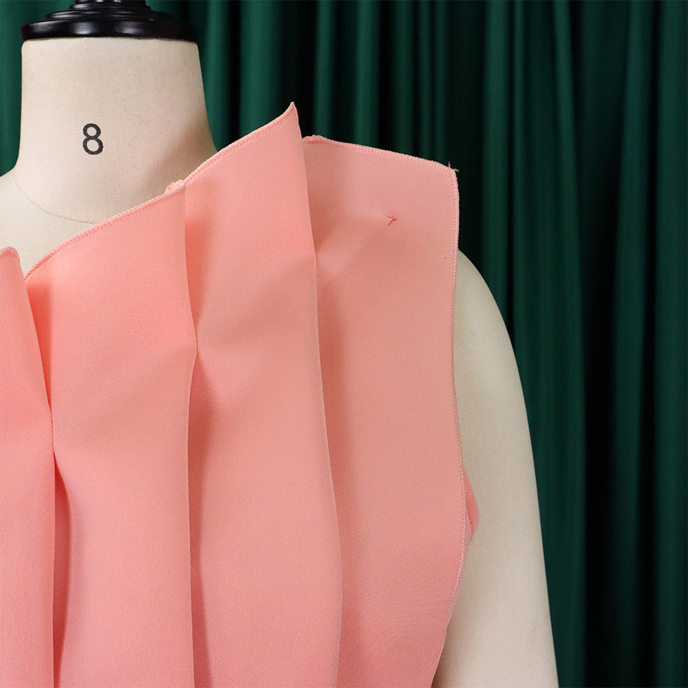 Plus Size Women Solid Sexy Pleated Formal Party Dress 51