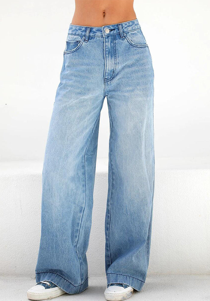 High Waist Loose Wide-Leg Women's Denim Pants