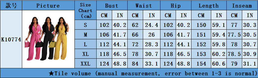 Women's Solid Color Casual Women's Turndown Collar Short Sleeve Linen Jumpsuit 14