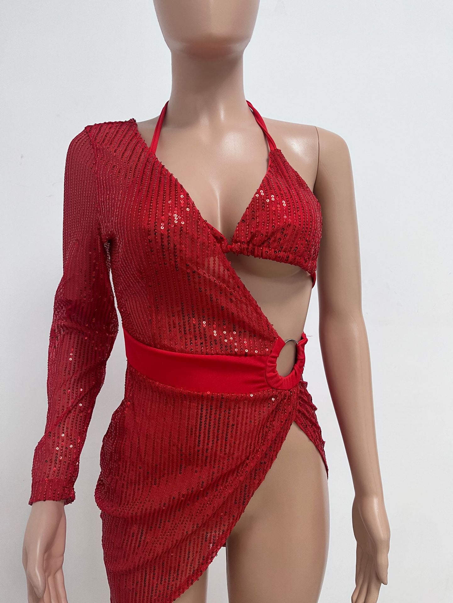 Skirt Summer Women's Sequin Bra Long Sleeve Low Back Dress Nightclub Two Piece Set 27